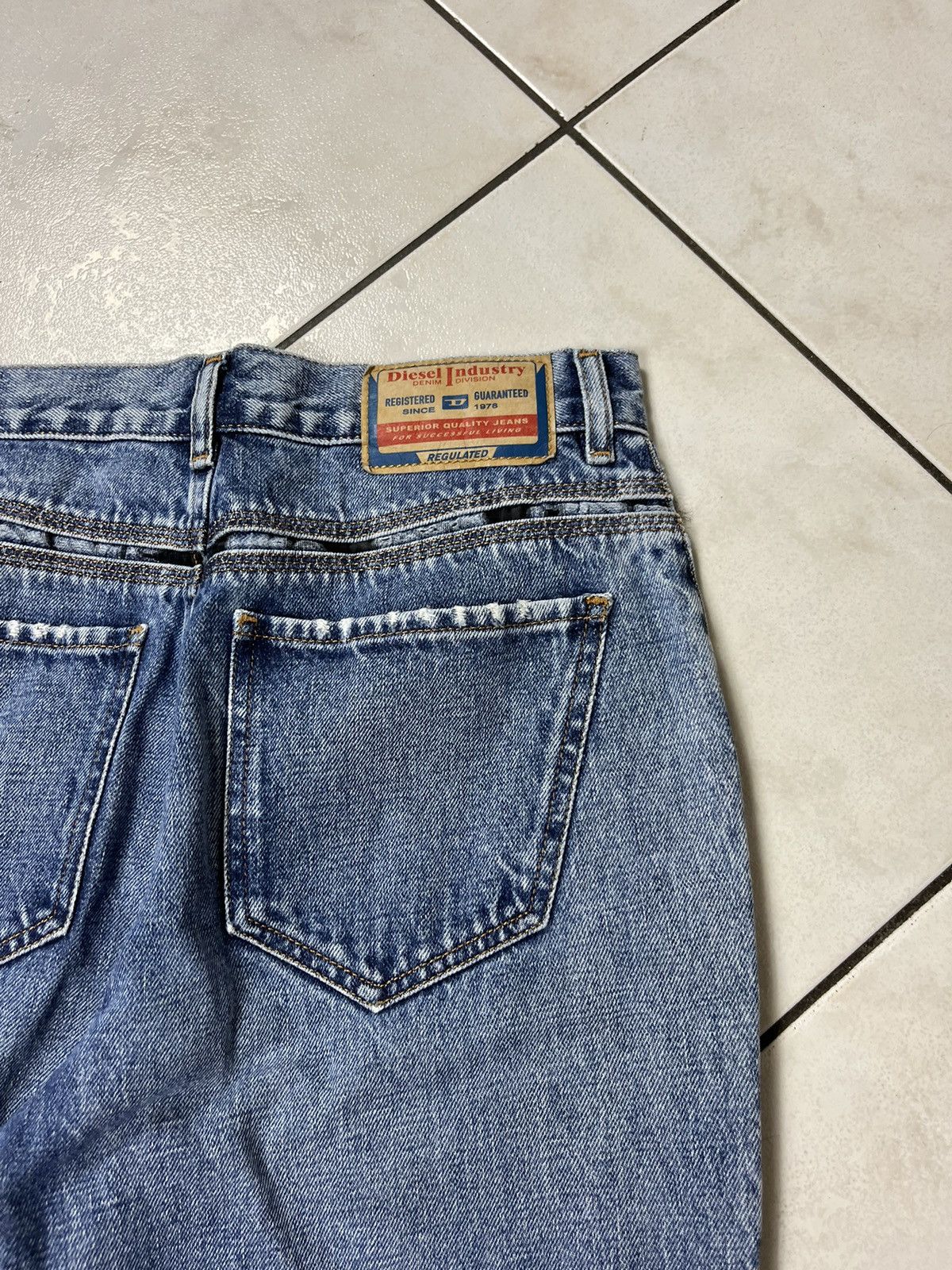 Designer × Diesel Diesel D-Pilut mesh stripe jeans pants washed distressed Size 28" / US 6 / IT 42 - 18 Thumbnail