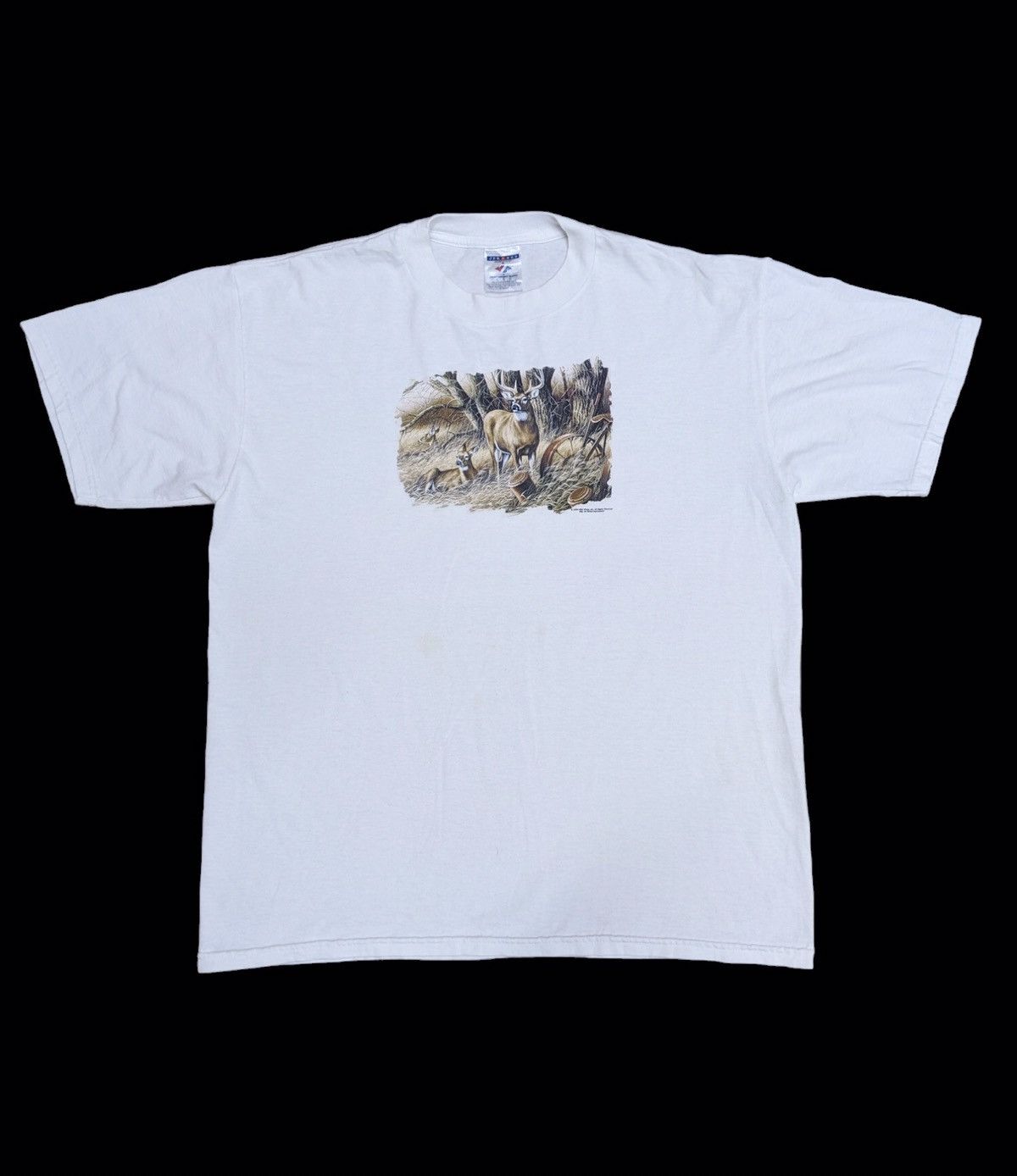 image of Vintage VTG 90's Wild Wings Deer Tshirt in White, Men's (Size Large)