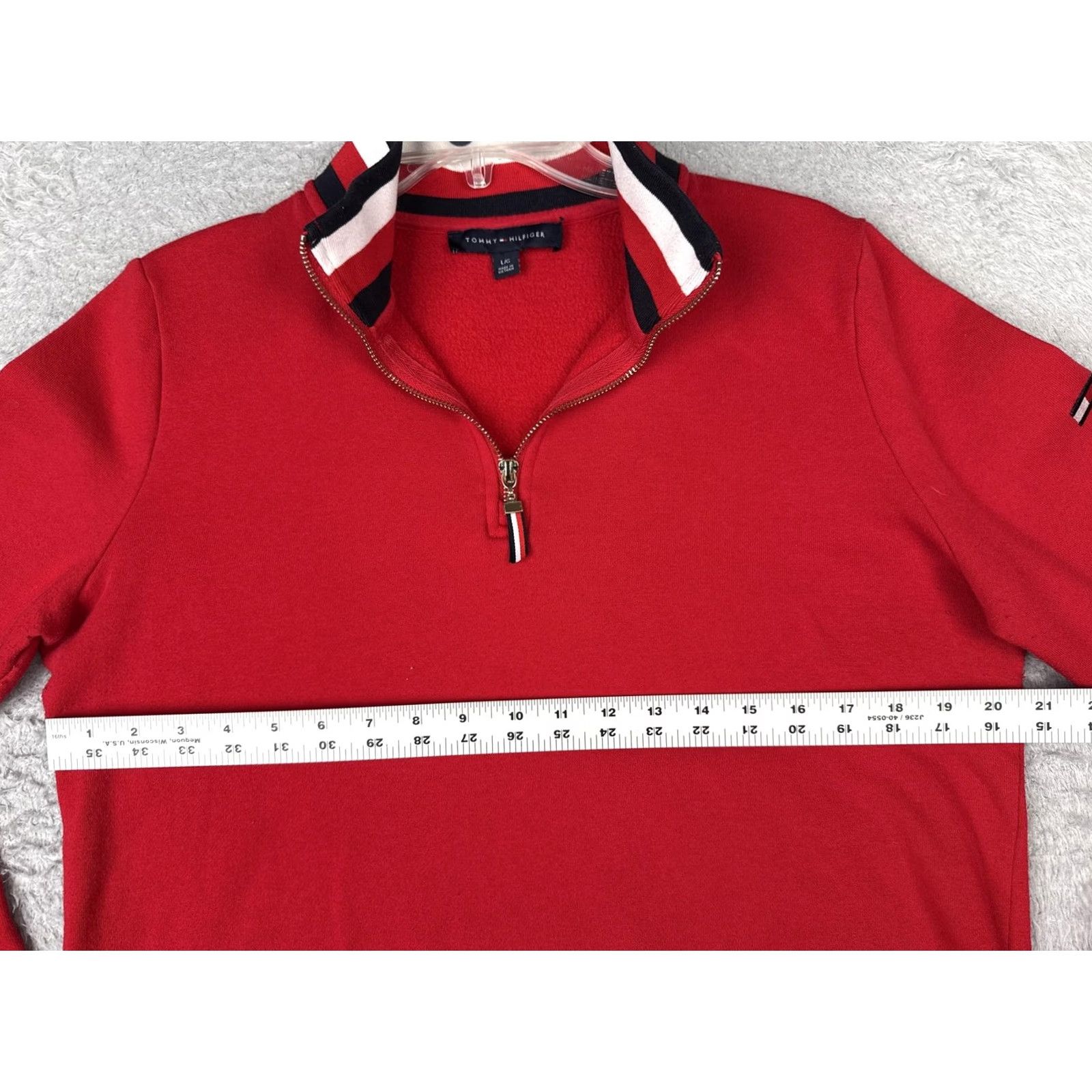 Tommy Hilfiger Tommy Hilfiger Sweater Womens L Red 1/4 Zip Mock Neck Jersey Logo Pullover Size L / US 10 / IT 46 - 7 Thumbnail