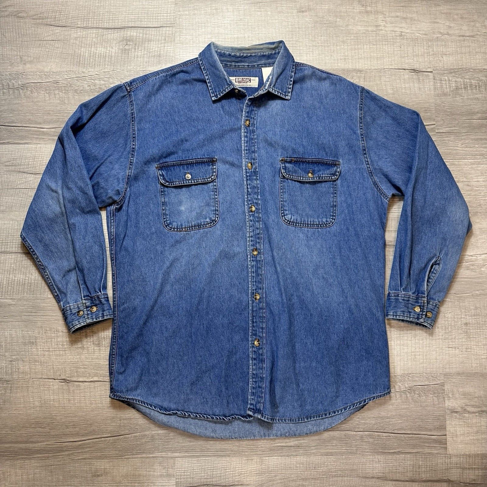 Big Mac Vintage Big Mac Shirt Mens XL Tall Denim Button Up Workwear Size US XL / EU 56 / 4 - 1 Thumbnail