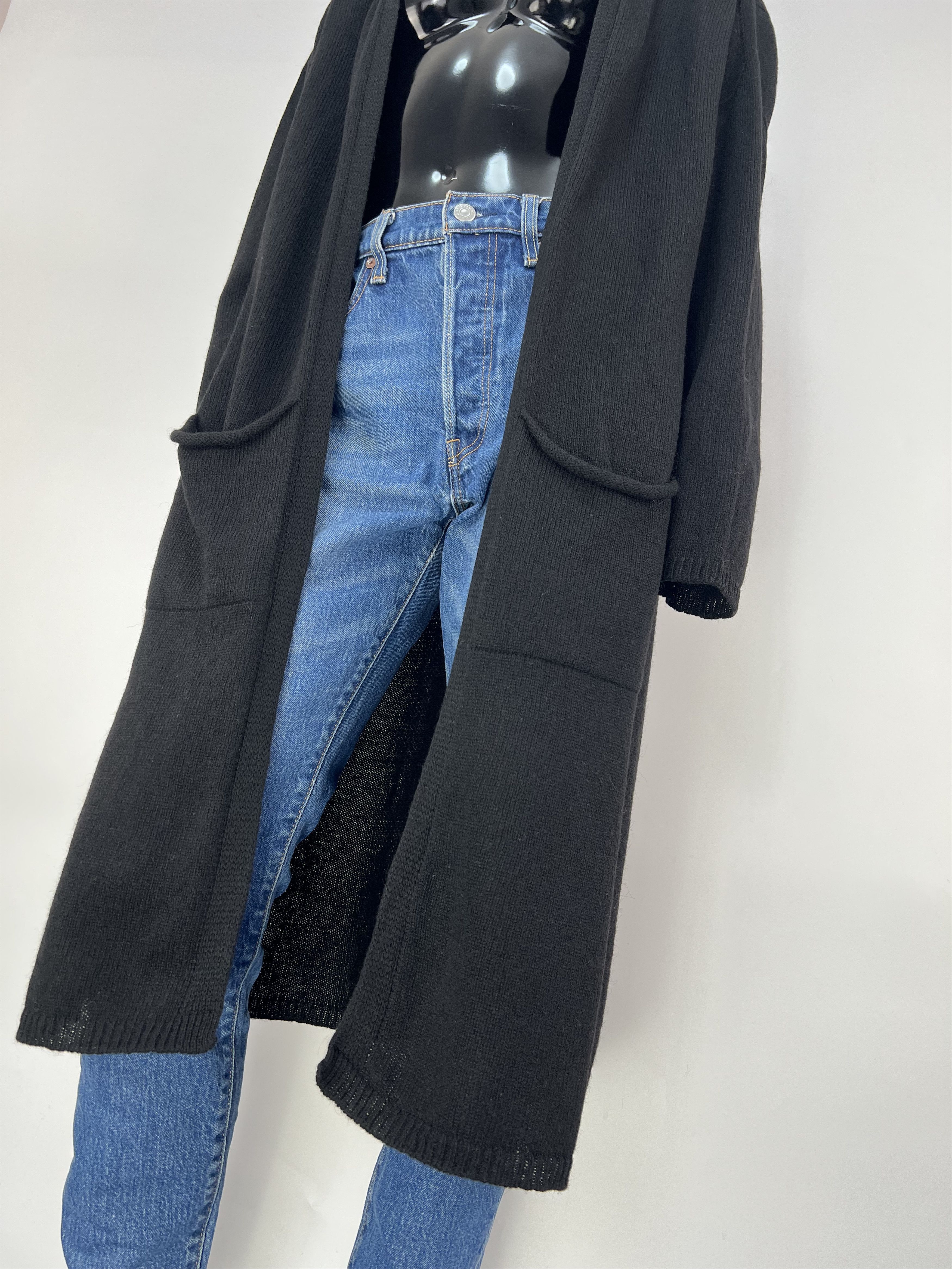 Woolrich Woolen Mills Woolrich Women's Black Wool Hooded Open Long Cardigan Size S Size S / US 4 / IT 40 - 1 Thumbnail