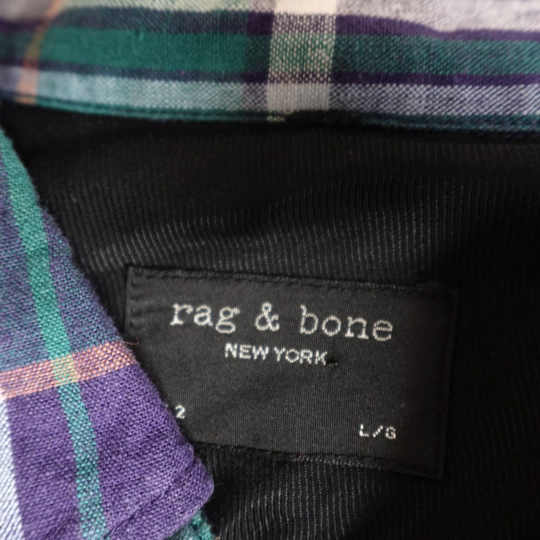Rag & Bone rag & bone Shirt Large Blue Plaid Button Down 55% Linen 45% Cotton Men Regular Long Sleeve Collar Down Size US L / EU 52-54 / 3 - 3 Thumbnail