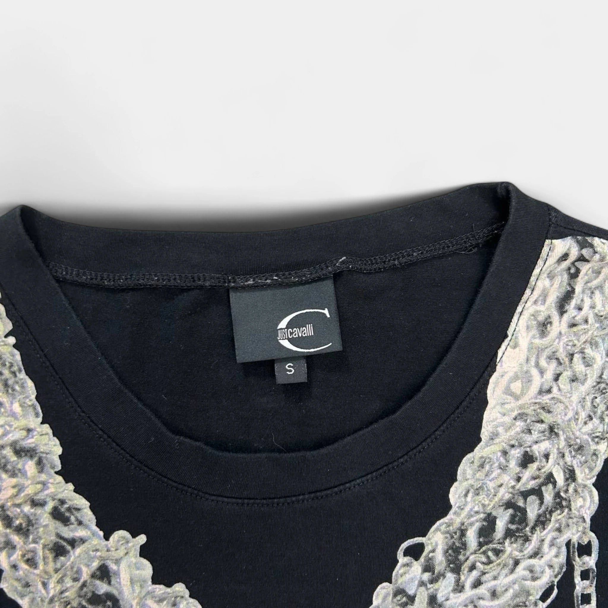 Just Cavalli Just Cavalli 2010's Chains Graphic Black T-Shirt Size S / US 4 / IT 40 - 4 Thumbnail