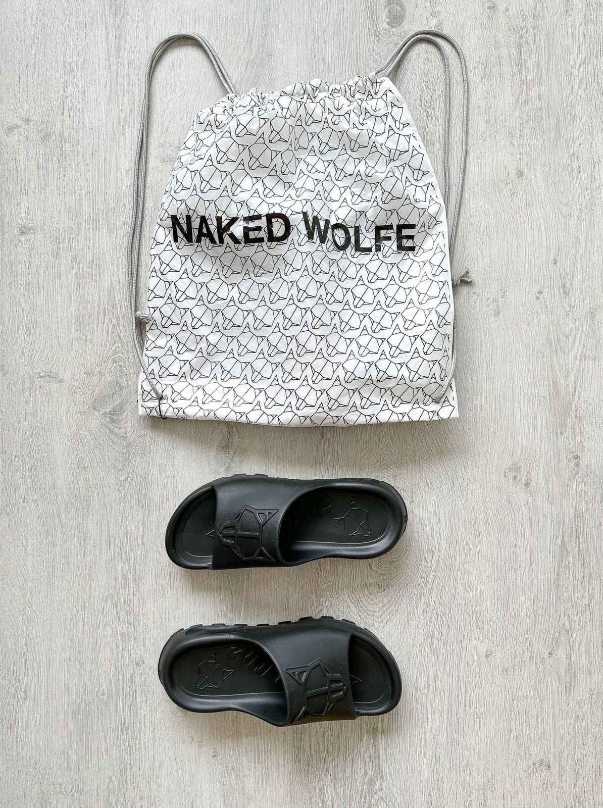 NAKED WOLFE NAKED WOLFE Black Tommy Wold Embossed Sandals Slides Size US 8 / EU 41 - 1 Thumbnail