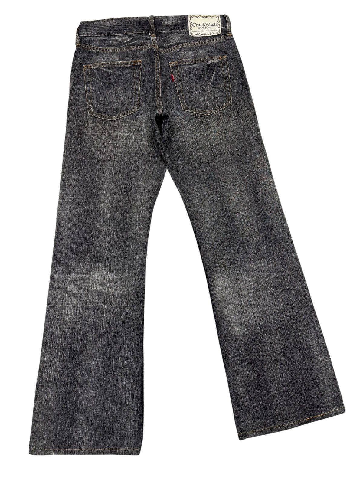 If Six Was Nine Bobson CrackWash Faded Black Distressed Flared Jeans Size US 29 - 4 Thumbnail