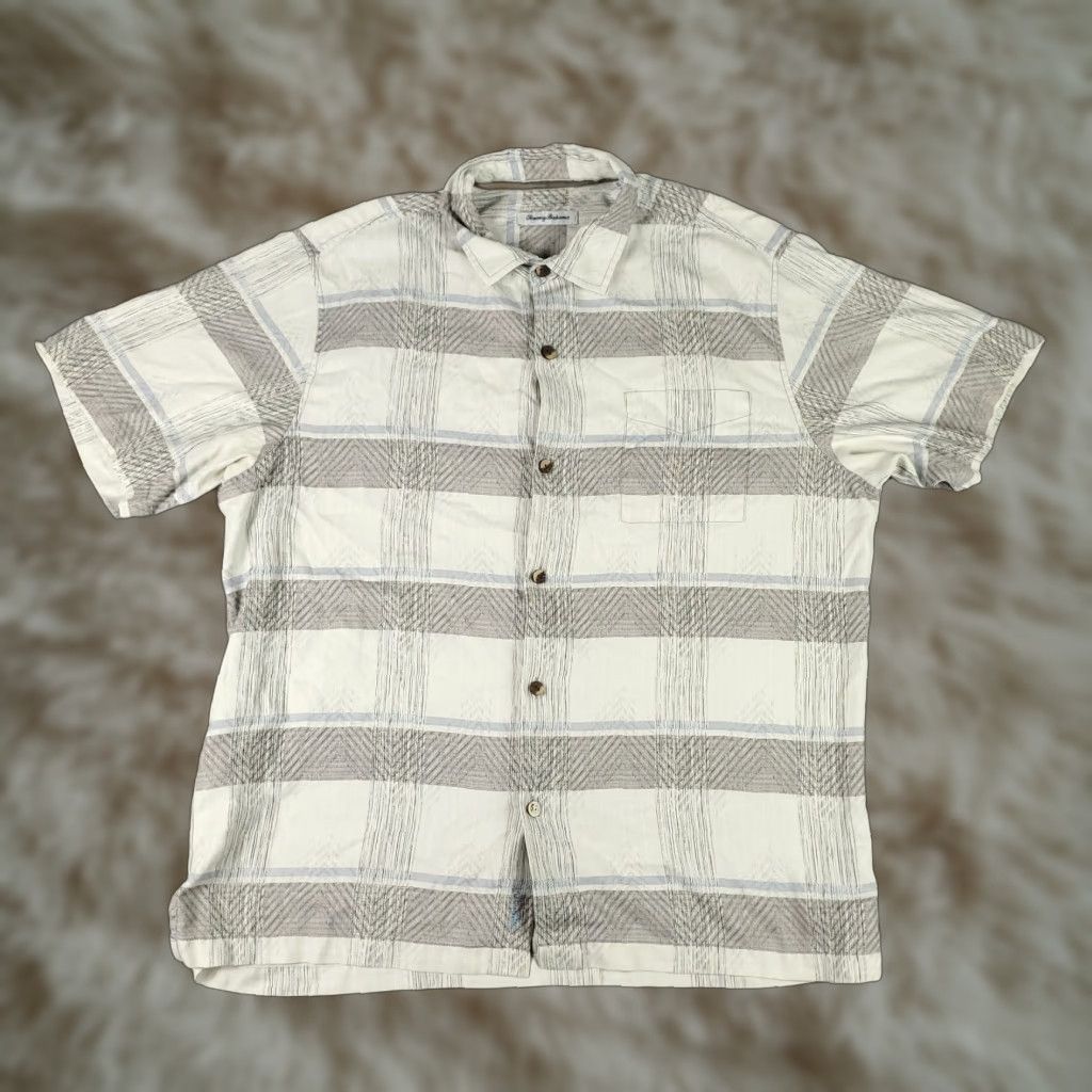 Tommy Bahama Tommy Bahama Button-Up Shirt Mens XL Gray Blue Brown Striped Hawaiian Short Sleeve Casual Tropical Size US XL / EU 56 / 4 - 1 Thumbnail