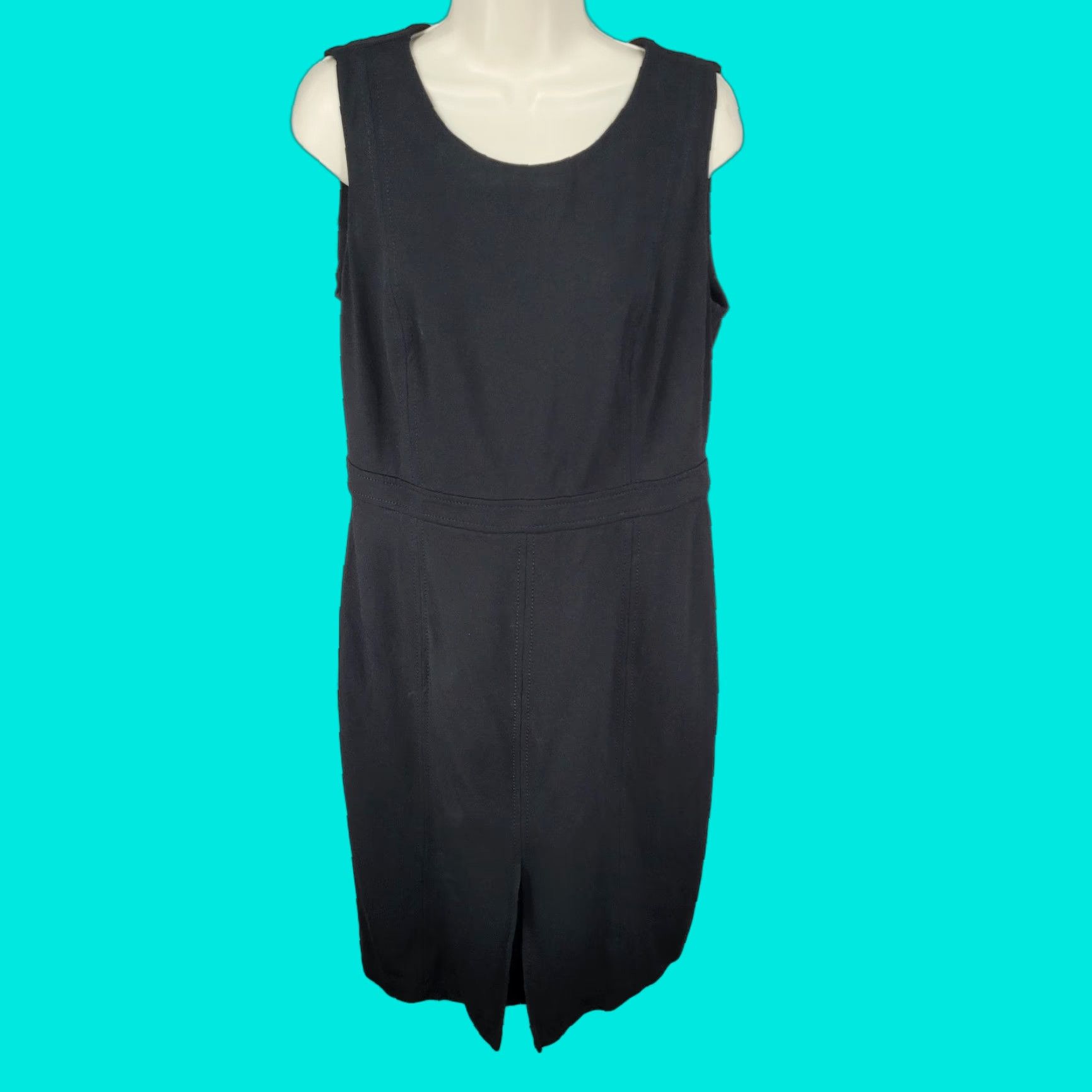 Talbots TALBOTS Black Sleeveless Sheath Dress 10P Stretch Zip Knee Length Womens Classic Size L / US 10 / IT 46 - 1 Thumbnail