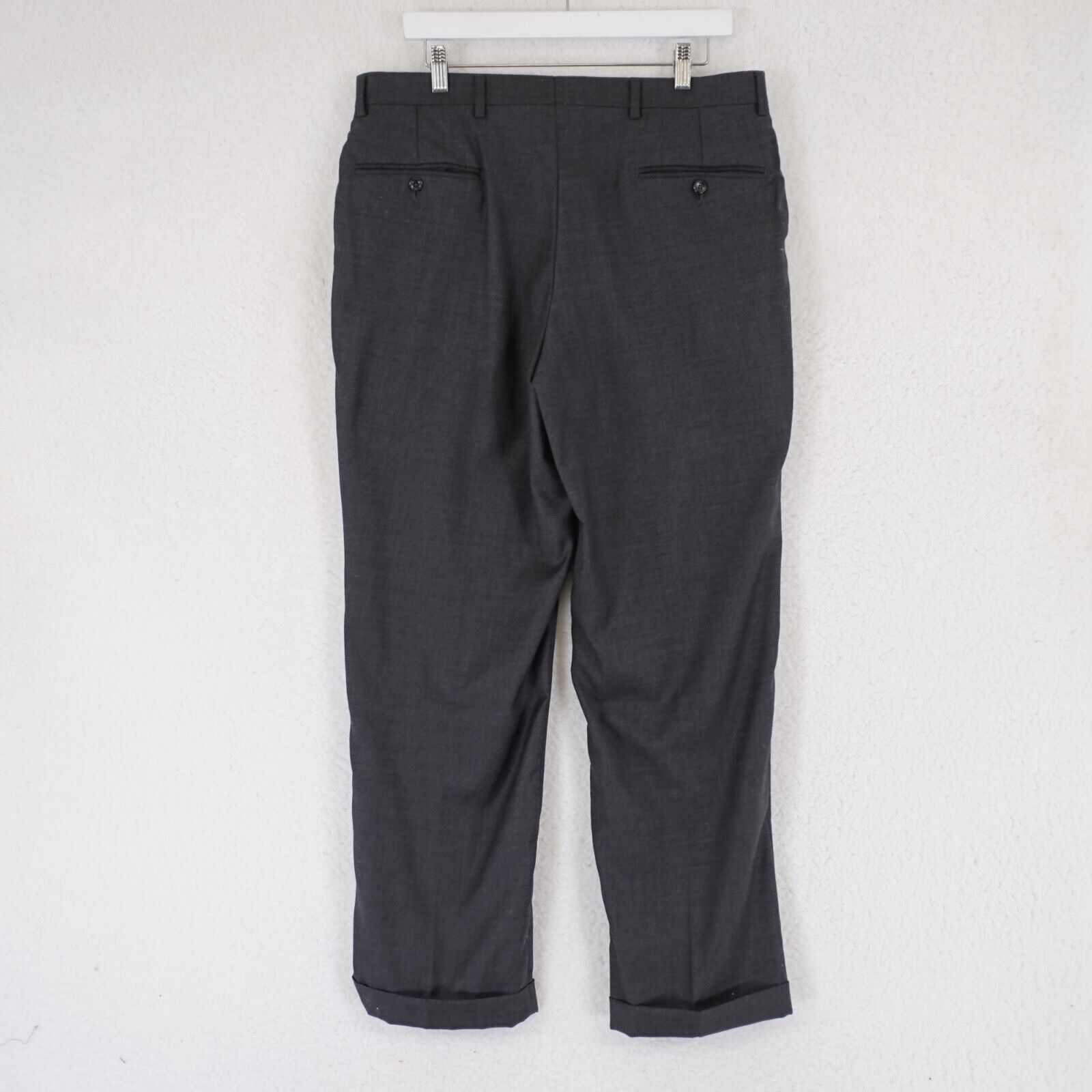 Jos. A. Bank Jos A Bank Tailored Fit Gray Wool 35/30 Dress Pants Flat Fro Size 34R - 4 Thumbnail