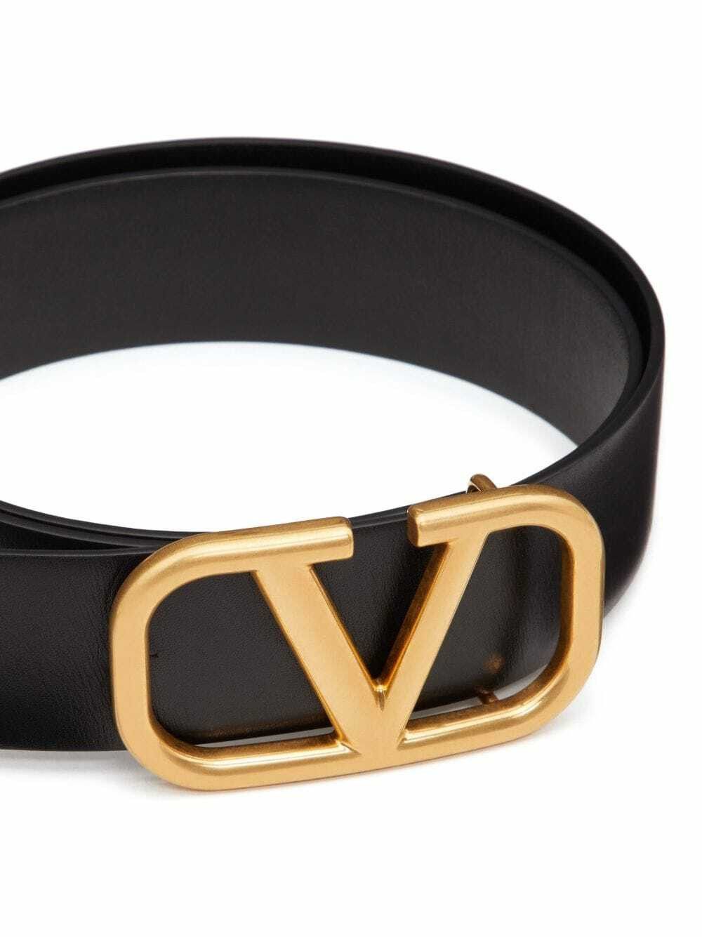Valentino o1y0525 Size : 115/44 / Logo Leather Belt in Black Size 44 - 3 Thumbnail
