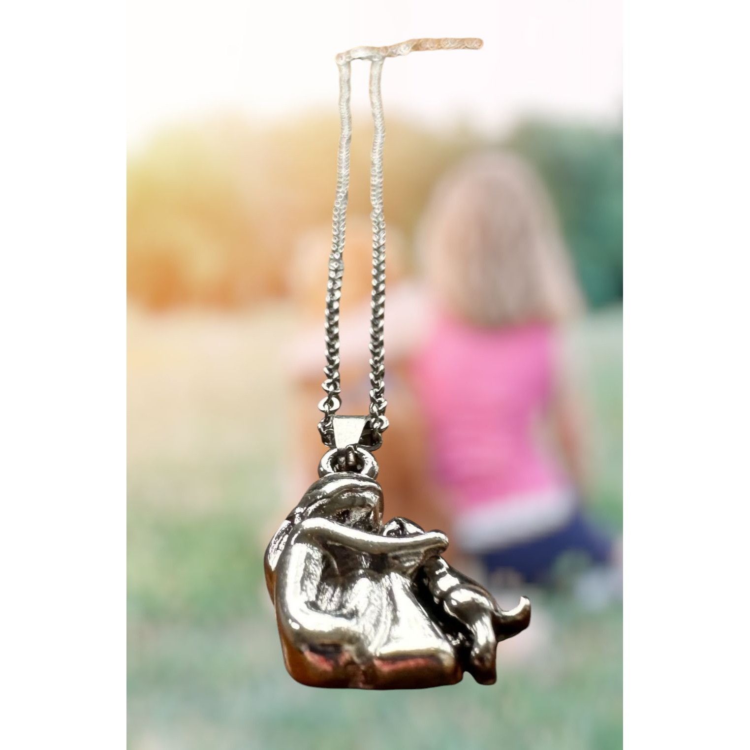Handmade Girl Hugging Dog Necklace New Pendant Pet Lover Gift Animal Size ONE SIZE - 4 Thumbnail