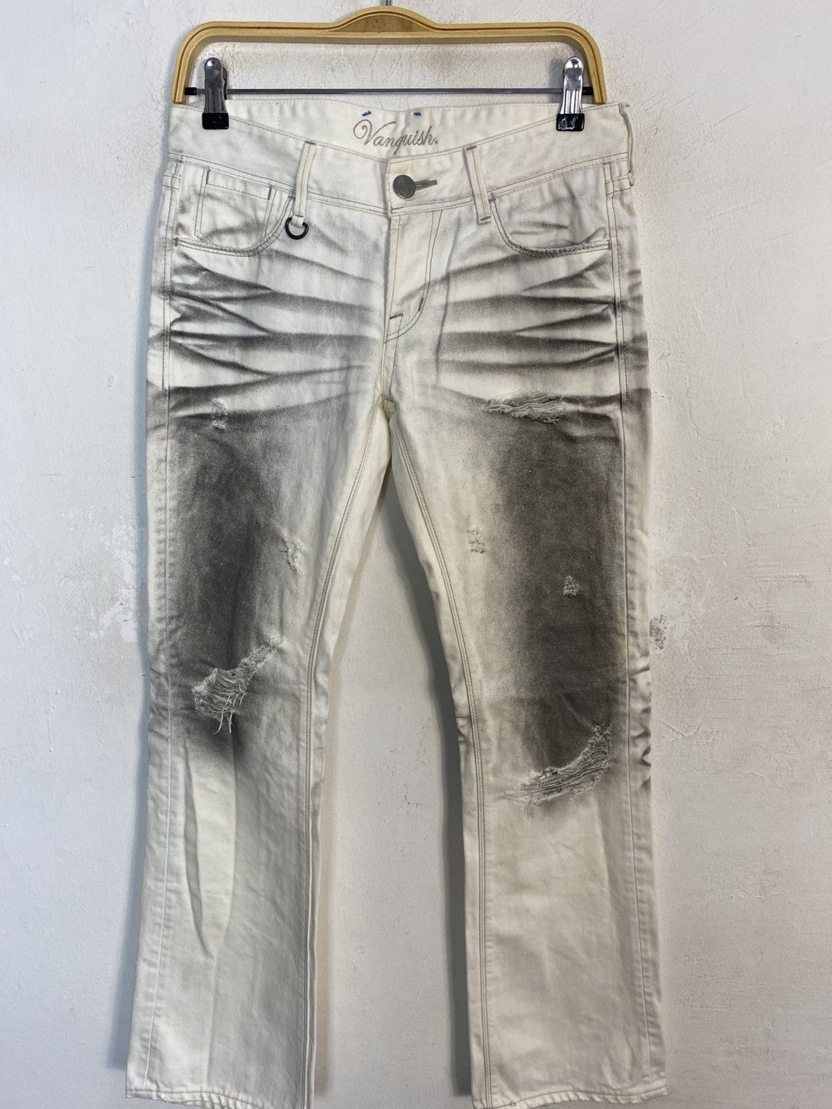 Vanquish Vanquish Gold Japan Denim Jeans Distressed Waist Size 31 Size 31" - 3 Thumbnail
