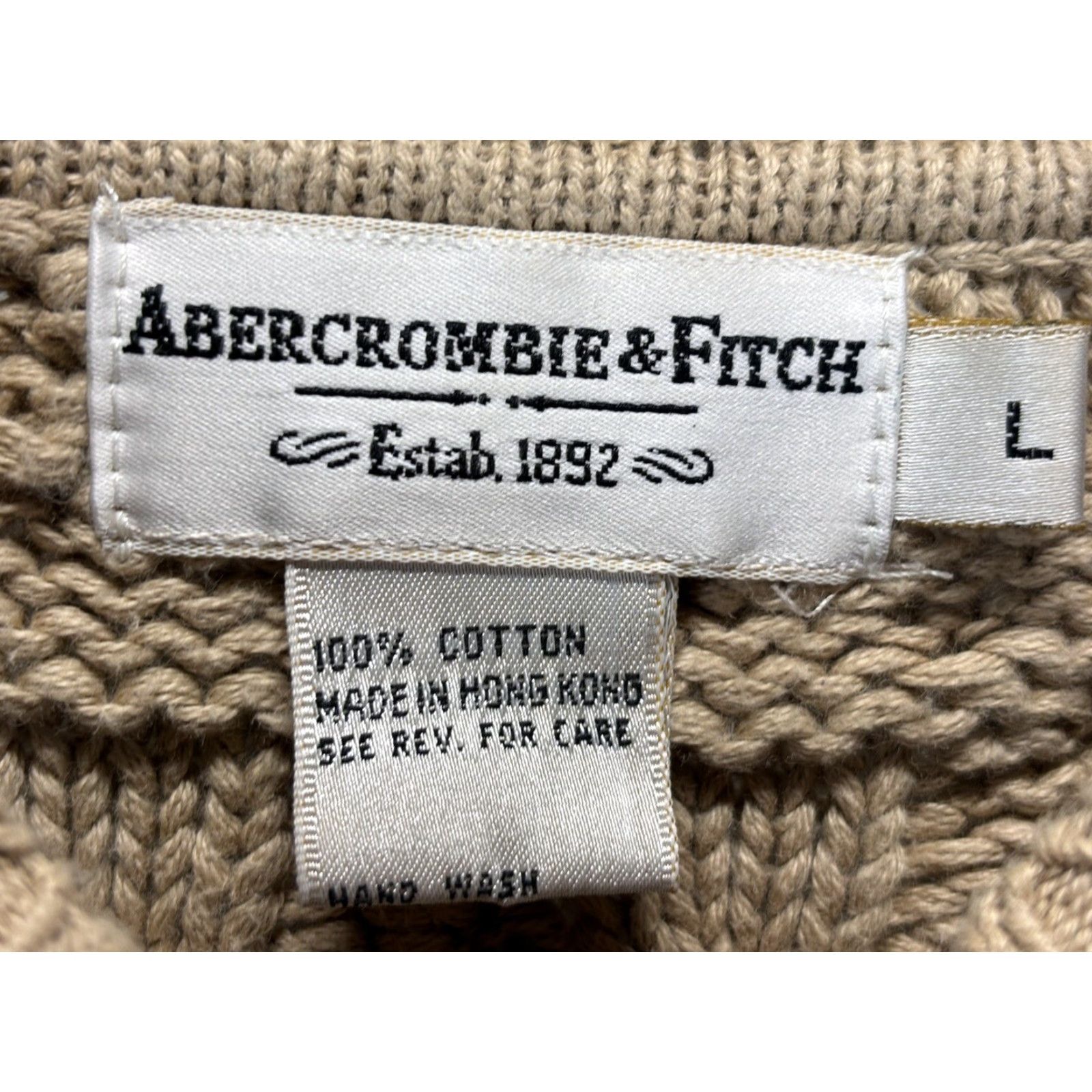 Abercrombie & Fitch Vintage Abercrombie & Fitch Cableknit Chunky Sweater Sz Large Basket Weave Men’s Vtg Size US L / EU 52-54 / 3 - 5 Thumbnail