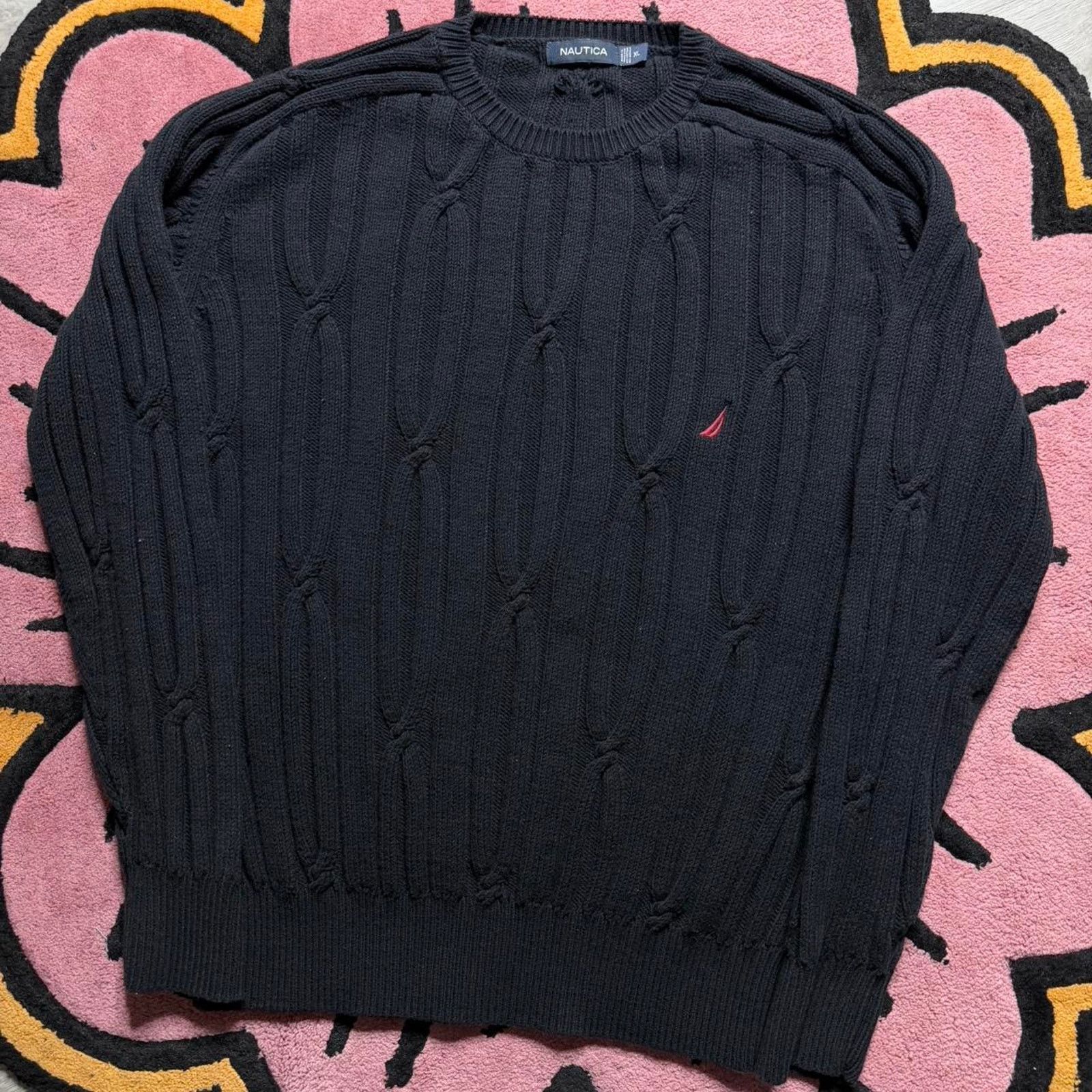 Nautica Nautica Embroidered Logo Chunky Cable Knit Sweater Size XL Size US XL / EU 56 / 4 - 2 Thumbnail