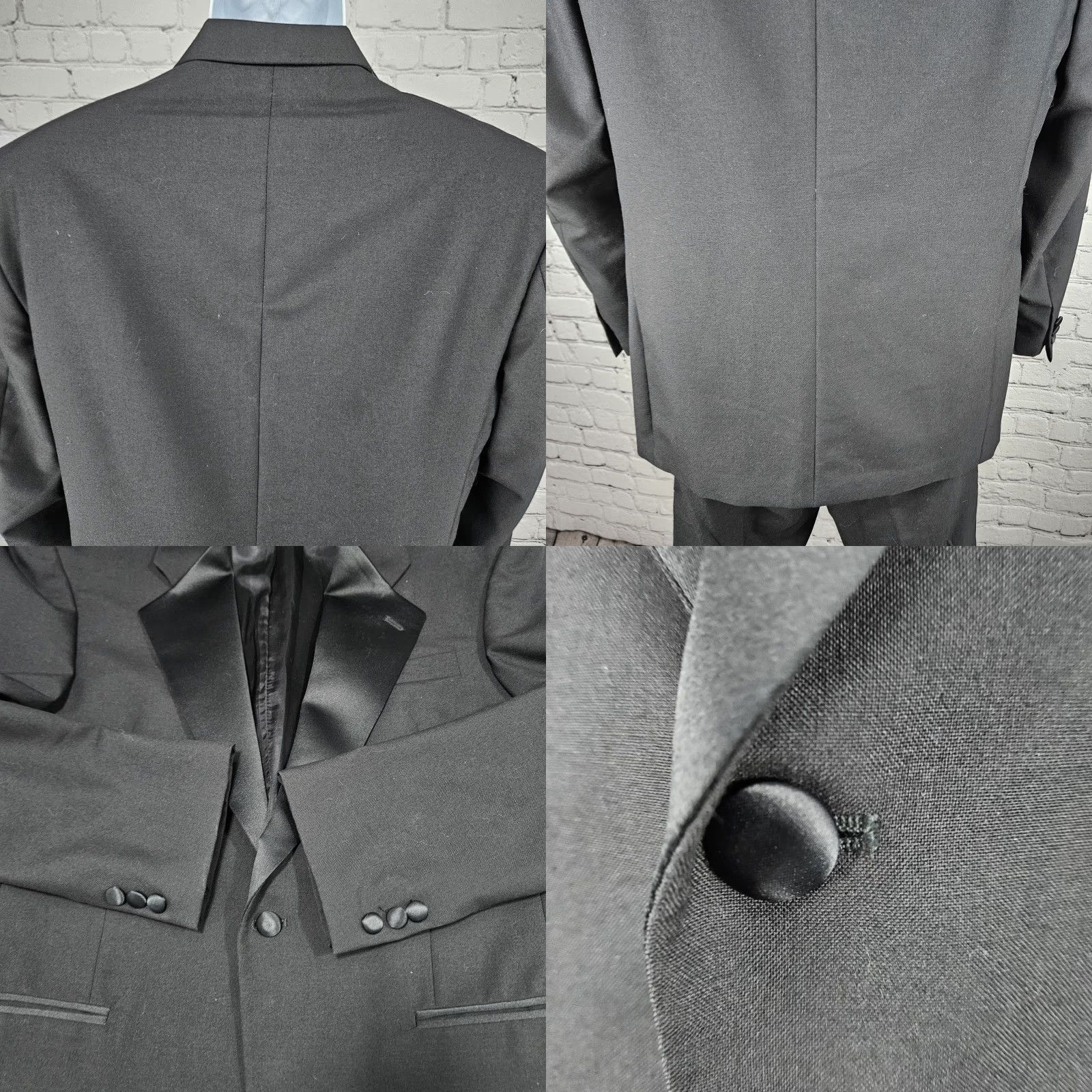 Vintage Doni Barassi Black Notch 1 Button Tuxedo Full Suit 2 Piece Set 38R/30R Men's Formal Wedding Party/Cocktail Classic Size 38R - 9 Thumbnail