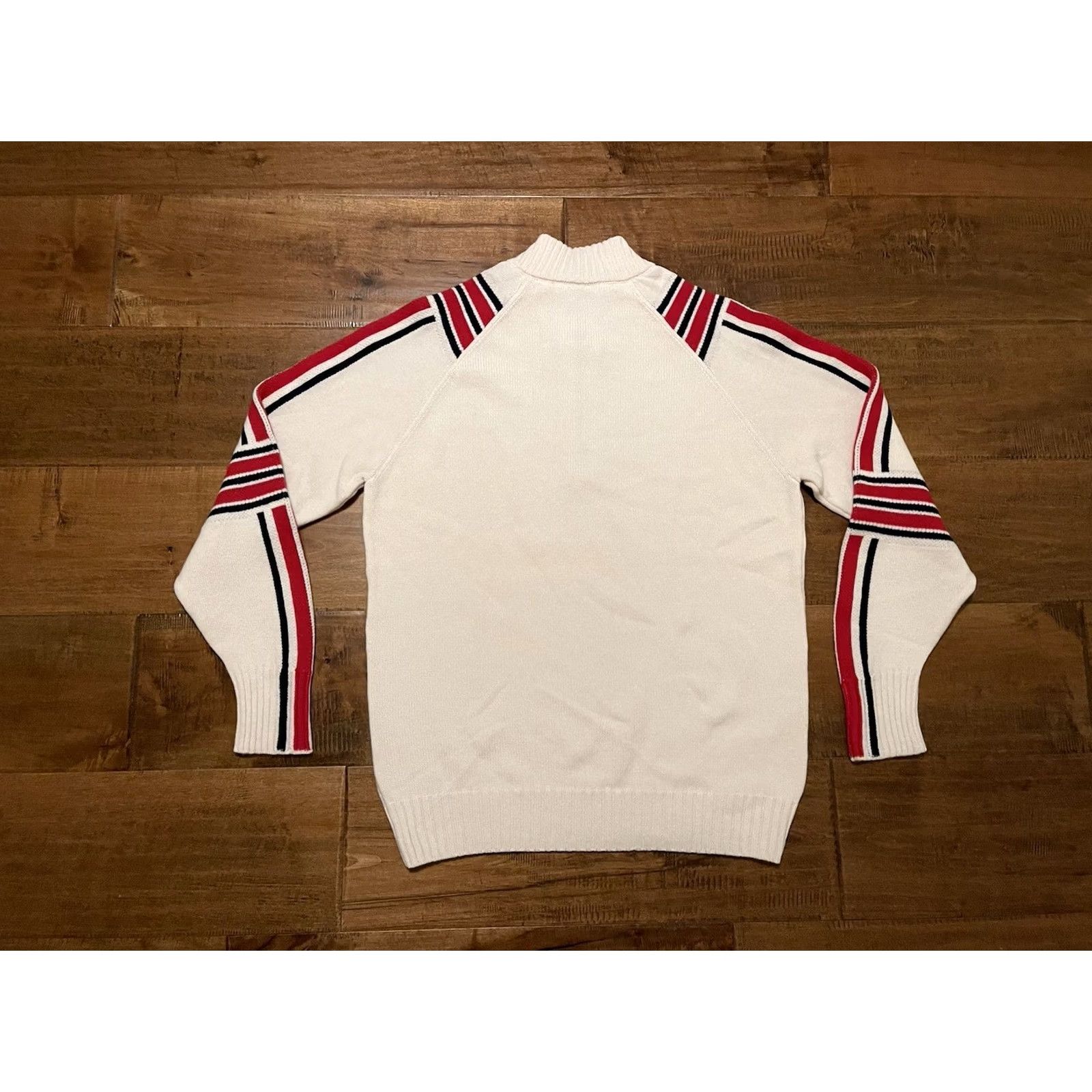 Vintage Alps & Meters Alpine Slalom Knit Ski Sweater Ivory Merino Wool Cashmere -Men's L Knit Sweater Pullover Mock Neck Long Sleeve Casual Winter Skiing Mens Size US L / EU 52-54 / 3 - 4 Thumbnail