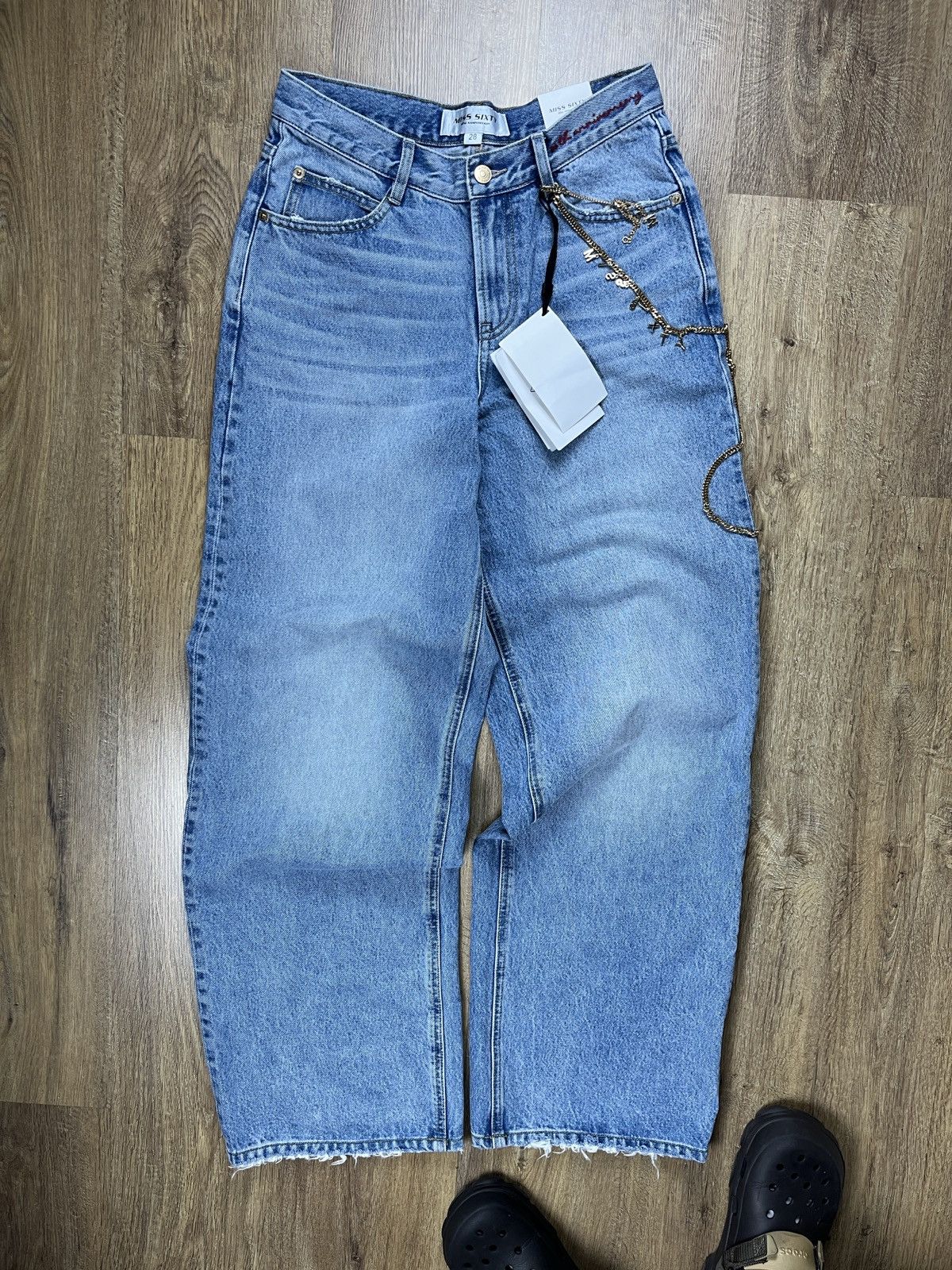 ➕ miss sixty crazy baggy chain jeans loose fit wide leg y2k