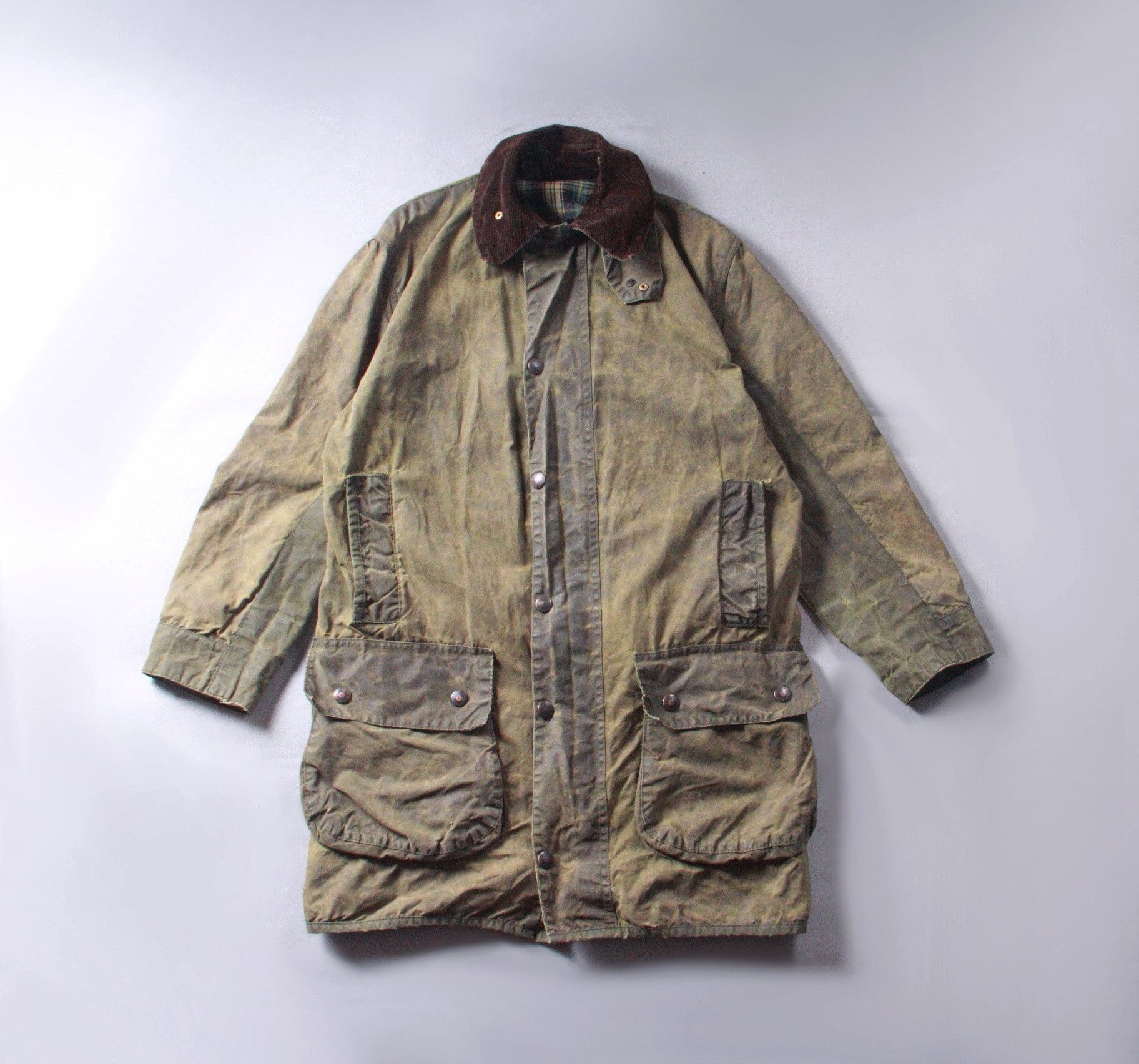 Barbour Border Vintage Waxed Hunting Jacket Coat 91cm 36i