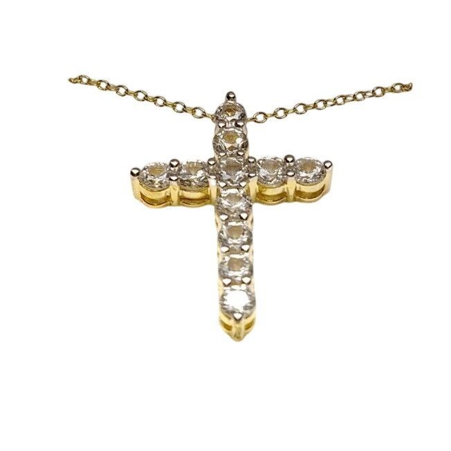 Other Created White Sapphire Gold-Tone Cross Pendant Necklace With Size ONE SIZE - 1 Thumbnail