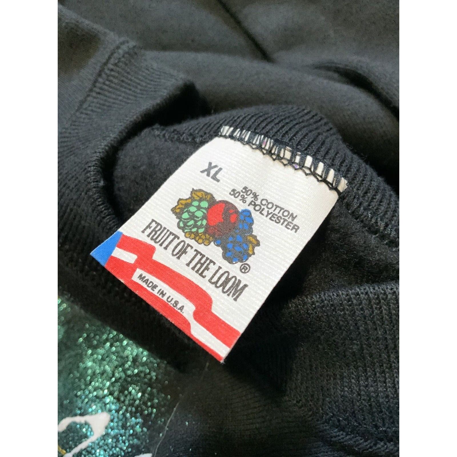 Fruit Of The Loom VINTAGE 80s New York Statue Of Liberty Glitter Painted 50/50 Crewneck Sweatshirt Mens XL Black Size US XL / EU 56 / 4 - 4 Thumbnail
