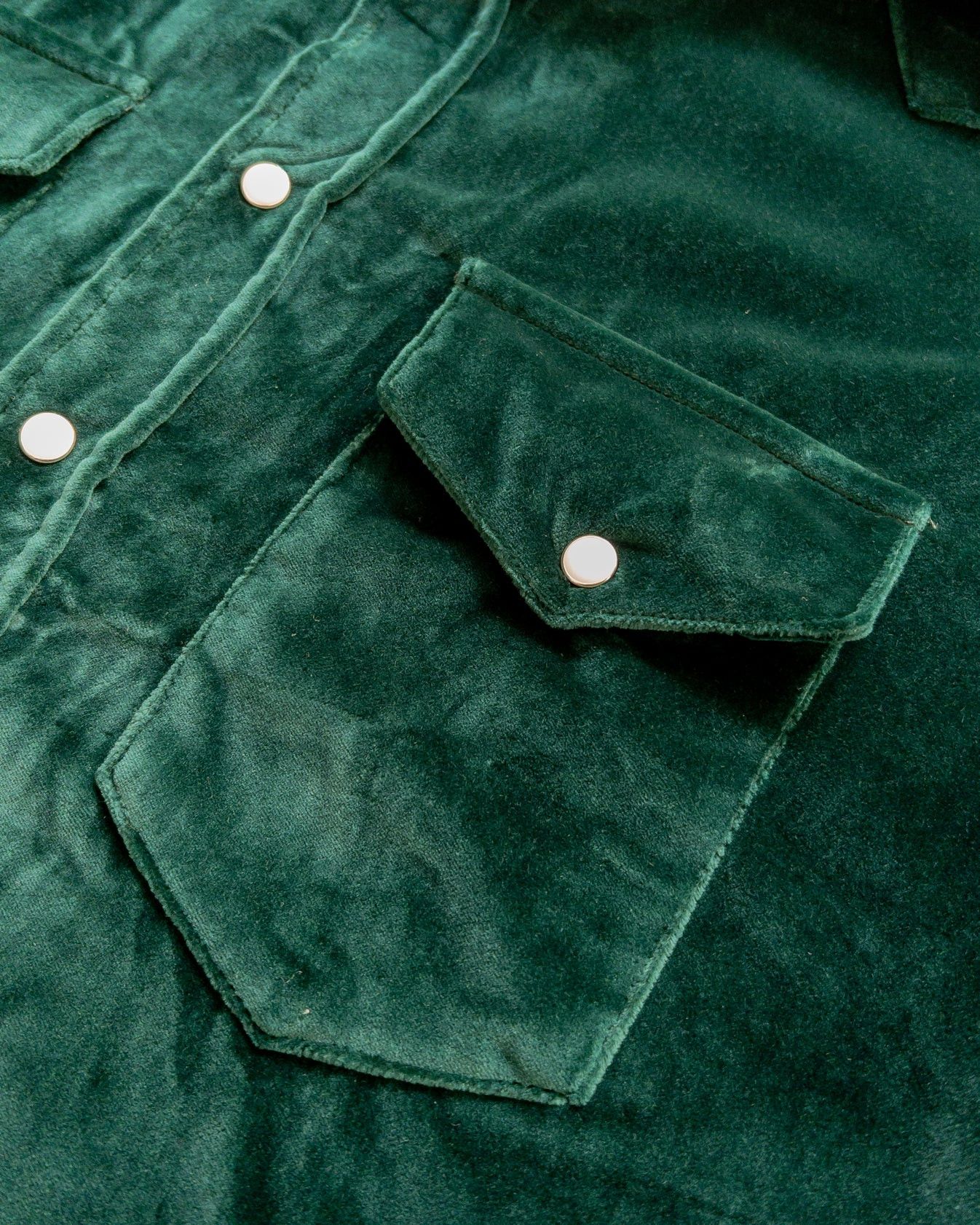 WYTHE 💚 Wythe Velvet Pearlsnap Shirt Pine Green Large NEW Size US L / EU 52-54 / 3 - 2 Thumbnail