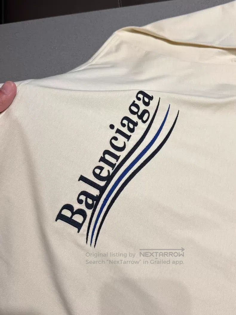 Balenciaga Balenciaga Embroidered Cola Logo Off-White Round Neck Shor Size US S / EU 44-46 / 1 - 9 Thumbnail