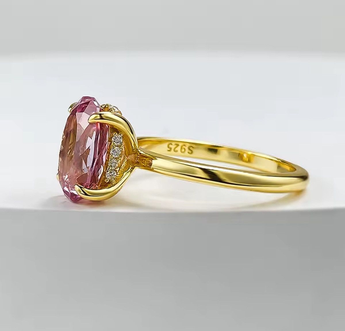 Other Elegant Pink Gemstone 14k Gold Ring! Size ONE SIZE - 5 Thumbnail