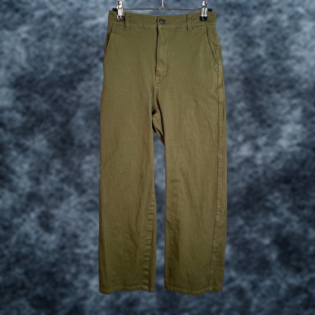 Muji MUJI Womens Small Olive Green High-Waisted Wide-Leg Chino Pants Shirt Pant? Size 42" / US 20 - 1 Thumbnail