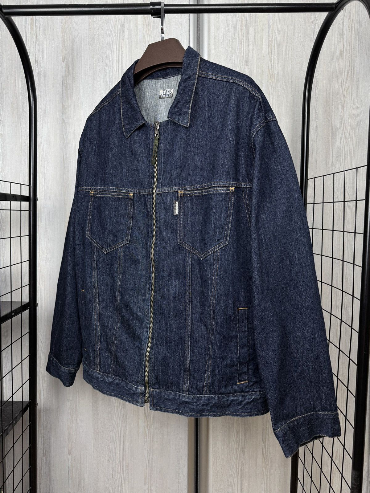 Iceberg Iceberg Jeans zip indigo blue big logo denim trucker jacket Size US XXL / EU 58 / 5 - 8 Thumbnail