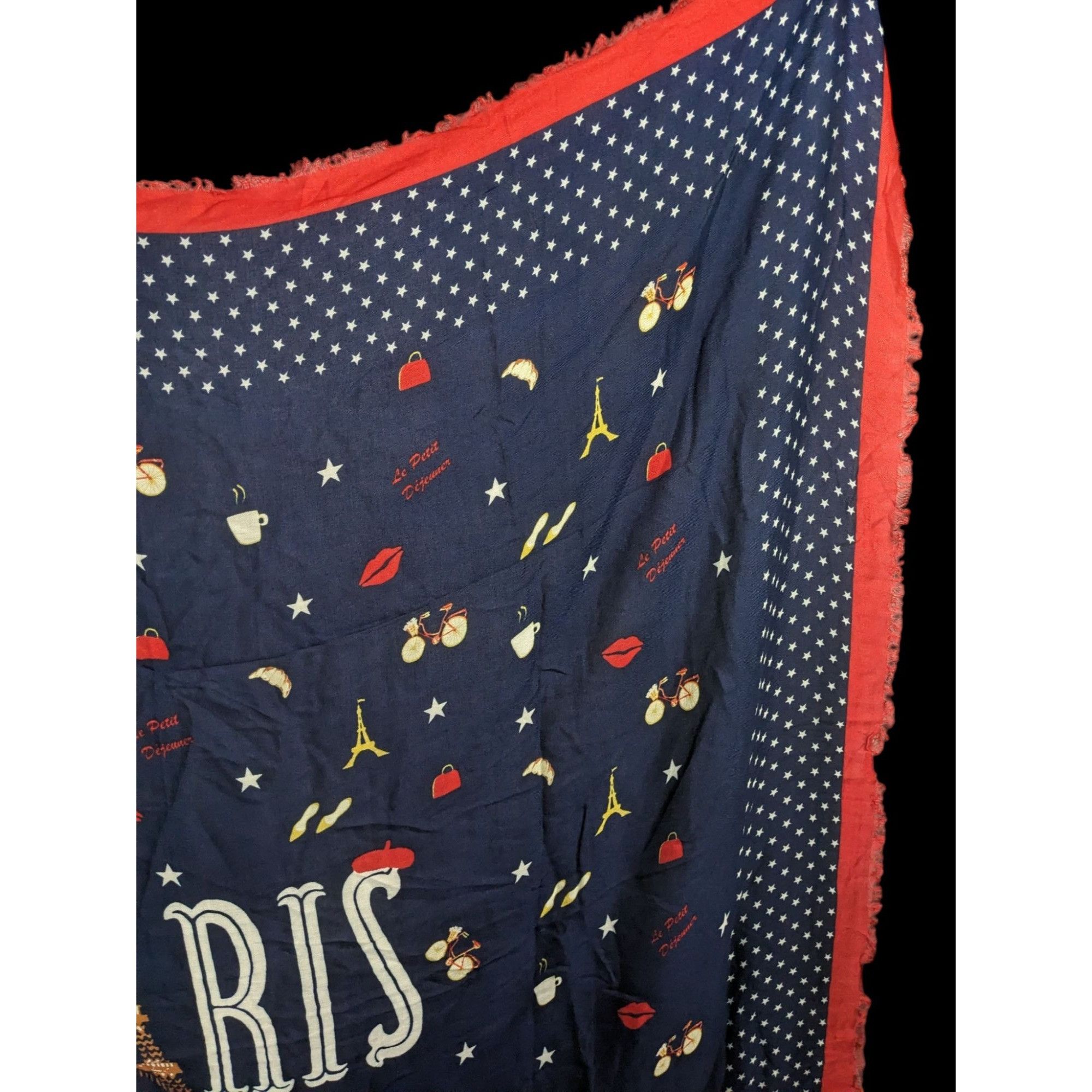 Talbots Talbots Paris-Themed Scarf With Eiffel Tower Print Navy Blue Size ONE SIZE - 6 Thumbnail