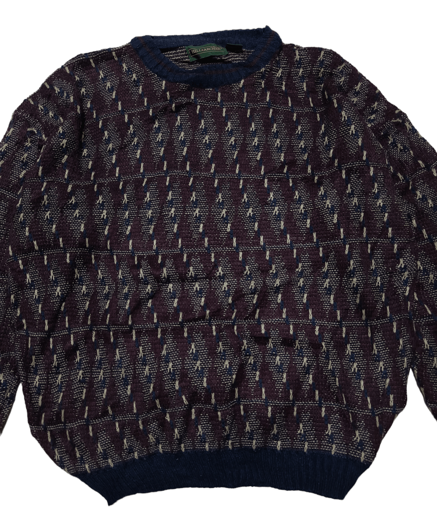 Other Vintage 80s HILL & ARCHER Striped Pattern Knit Sweater Size US XL / EU 56 / 4 - 2 Thumbnail