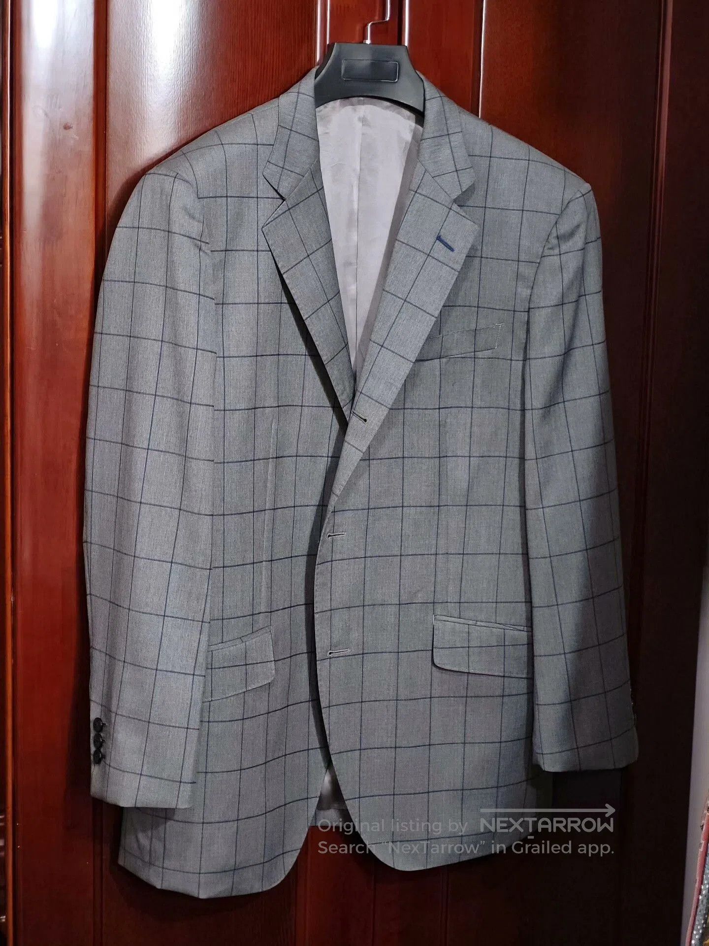Japanese Brand Custom Italian Wool Suit with Blue Check. Size US M / EU 48-50 / 2 - 1 Thumbnail