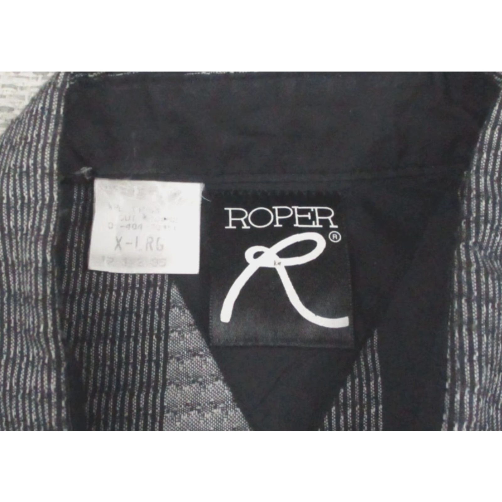 Roper VINTAGE Roper Shirt Mens XL Black Gray Western Pearl Snap Front Striped Long Sleeve Size US XL / EU 56 / 4 - 5 Thumbnail