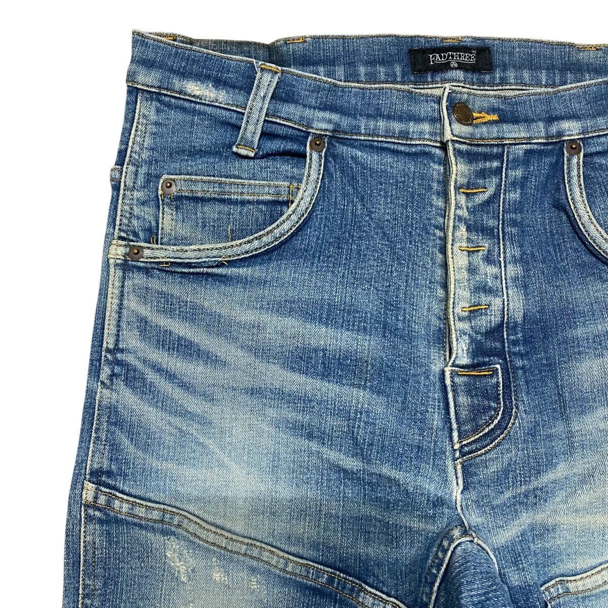 Japanese Brand Fadthree Denim Biker Jeans Stretch Size US 30 / EU 46 - 4 Thumbnail