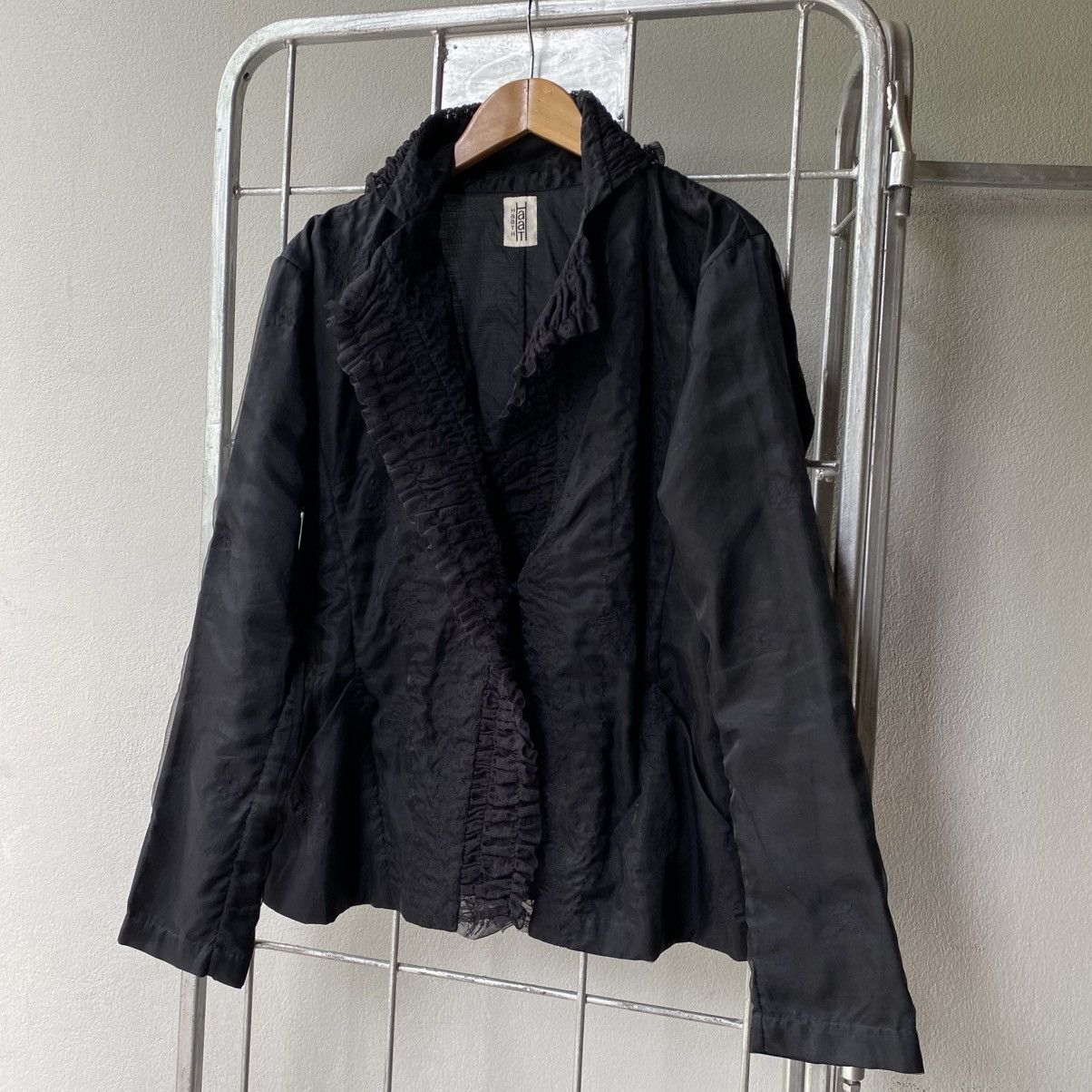 Issey Miyake Haat Black Snowflake Twins Sheer Lace Blouse Size L / US 10 / IT 46 - 3 Thumbnail