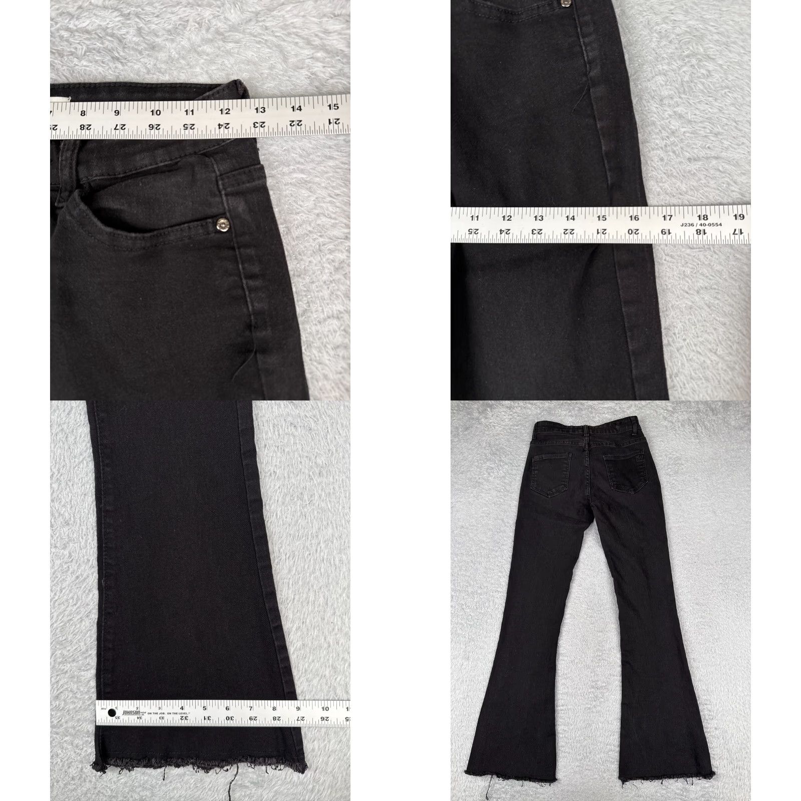 Vintage Red Bottoms Jeans Women's 5 Black Denim Flare Low Rise 25x30 Cotton Blend 5-Pocket Zipper Button Vintage? No Size 27" / US 4 / IT 40 - 9 Thumbnail