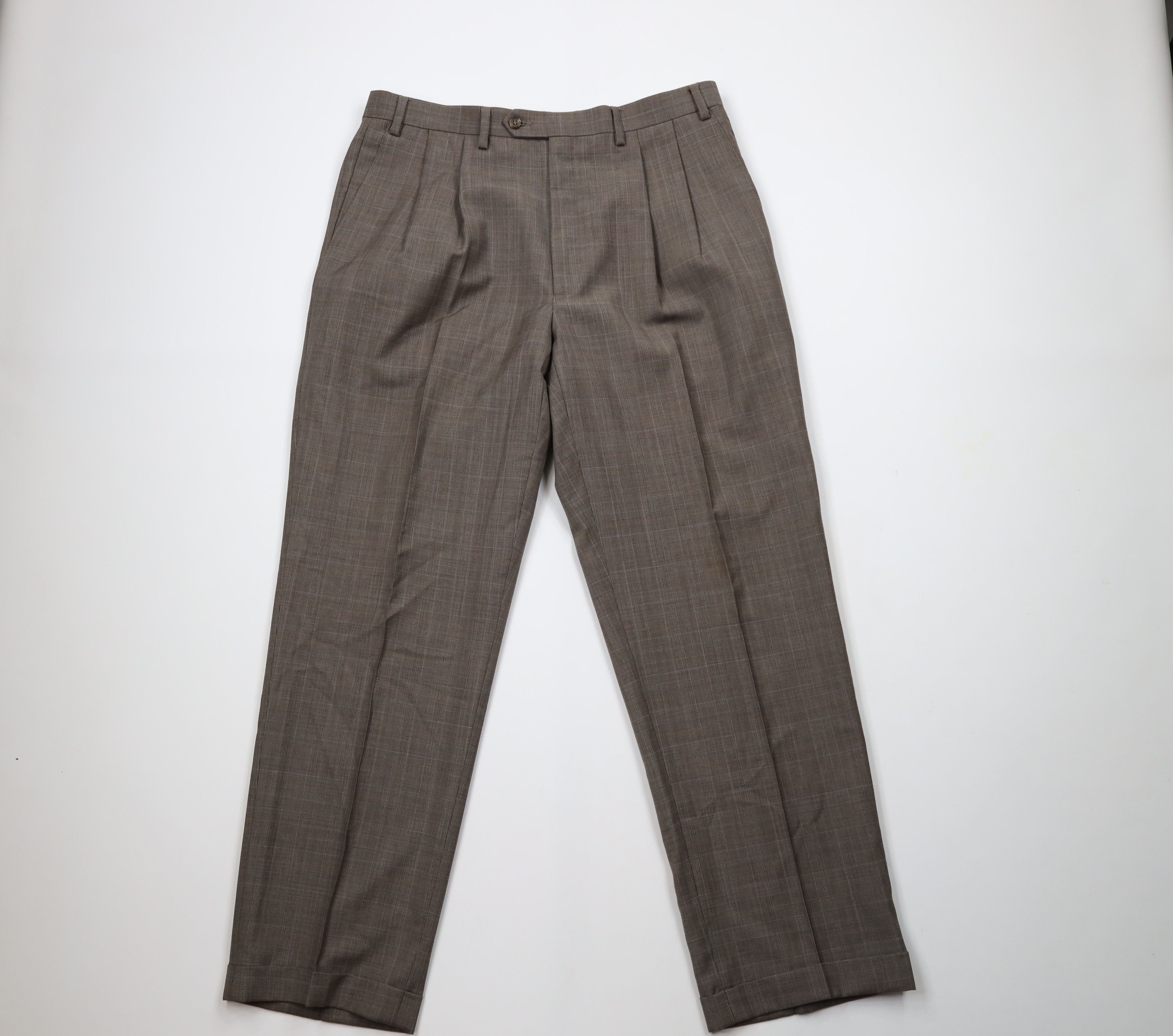 Vintage Vintage 90s Streetwear Pleated Cuffed Wide Leg Chino Pants Size US 36 / EU 52 - 1 Thumbnail
