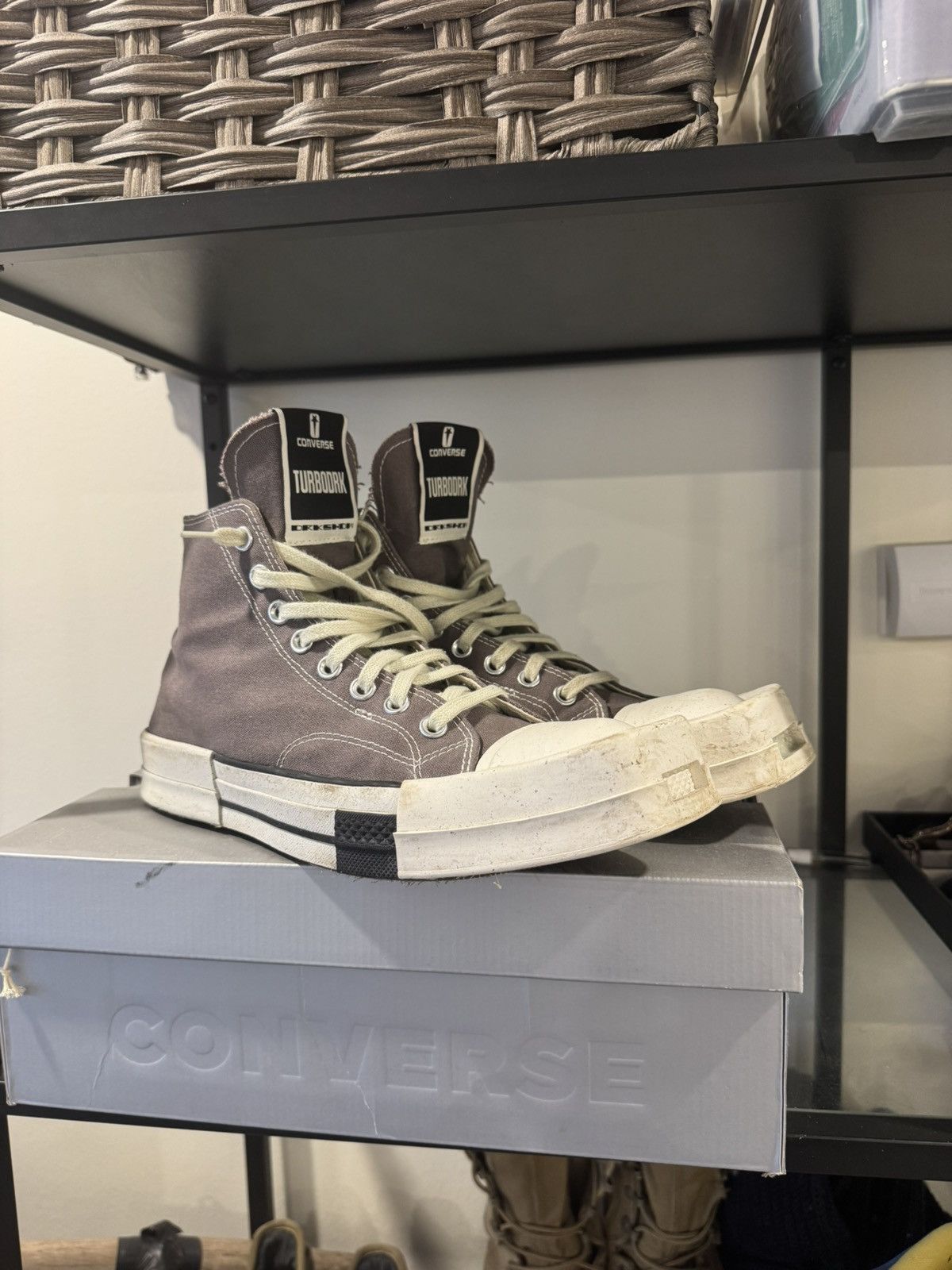 Converse × Rick Owens Drkshdw Rick Owens Converse TURBODRK Square Toe Grey / Brown Size US 9.5 / EU 42-43 - 1 Thumbnail