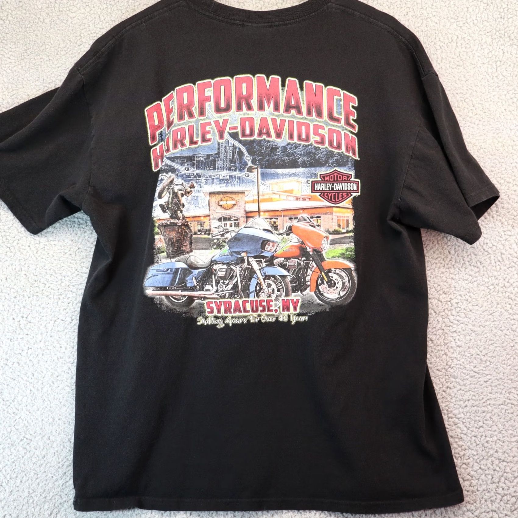Harley Davidson Harley-Davidson XL Shirt Black Cotton Graphic Print Crew Neck Short Sleeve Mens T-Shirt Motorcycle Size US XL / EU 56 / 4 - 4 Thumbnail