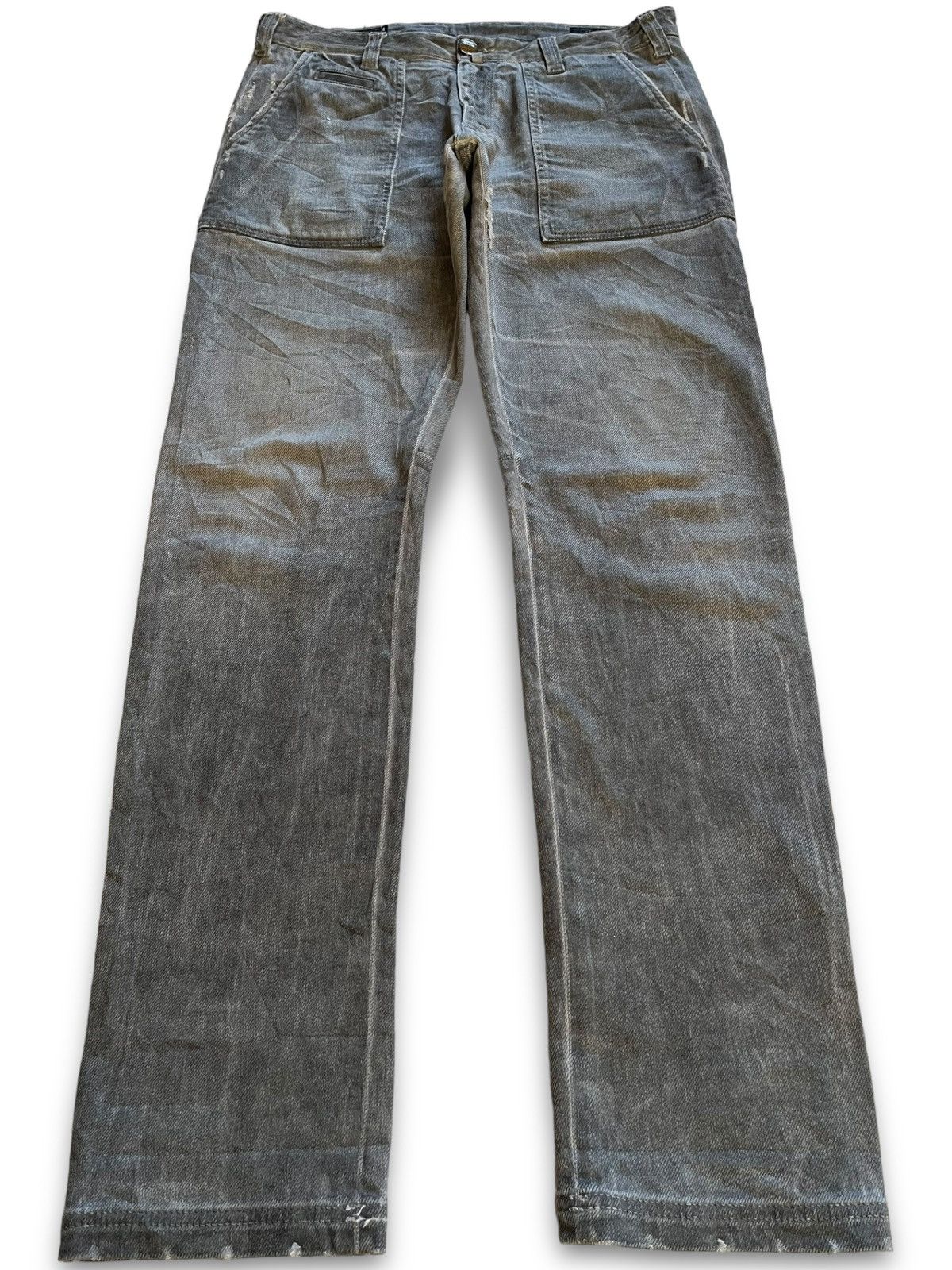 Other Vintage Italian Brand Two Tone Distressed Fatigue Jeans Size US 33 - 1 Thumbnail