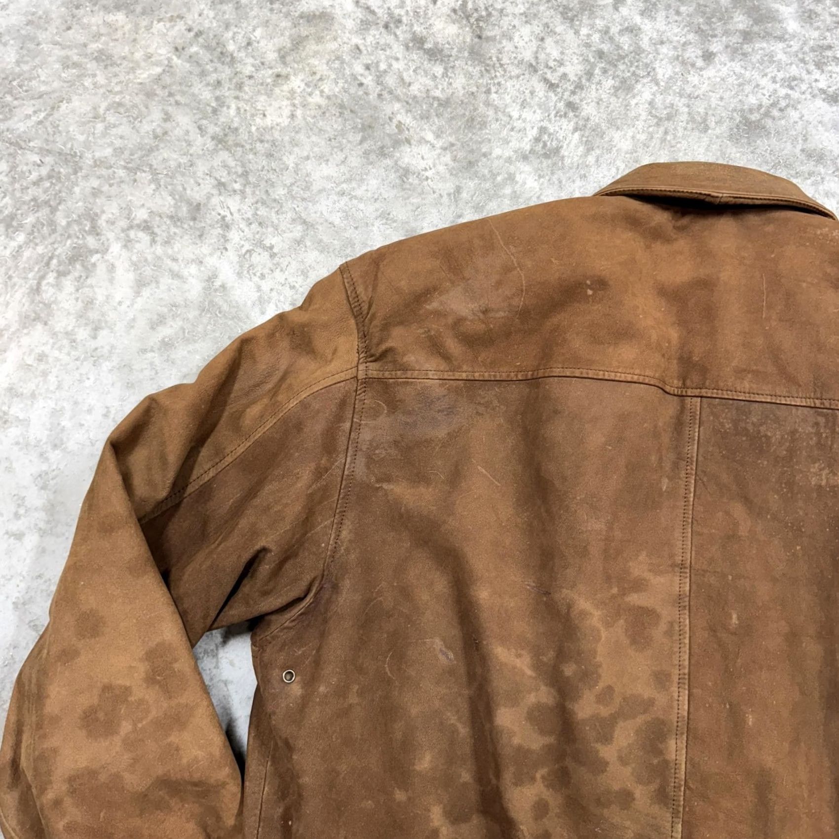 Vintage Clout Leather Bomber Jacket Mens Large Brown World Map Lining Front Zip Pockets Insulated Casual Workwear Size US L / EU 52-54 / 3 - 6 Thumbnail