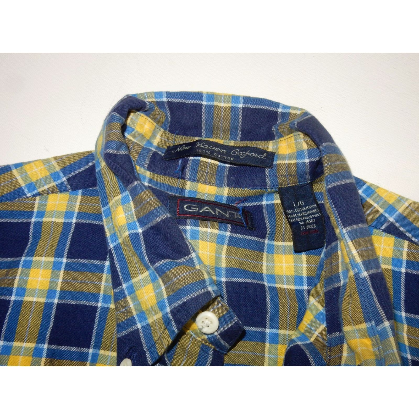 Gant GANT Men's Short Sleeve Button-Up Shirt Blue Plaid Size L Size US L / EU 52-54 / 3 - 5 Thumbnail