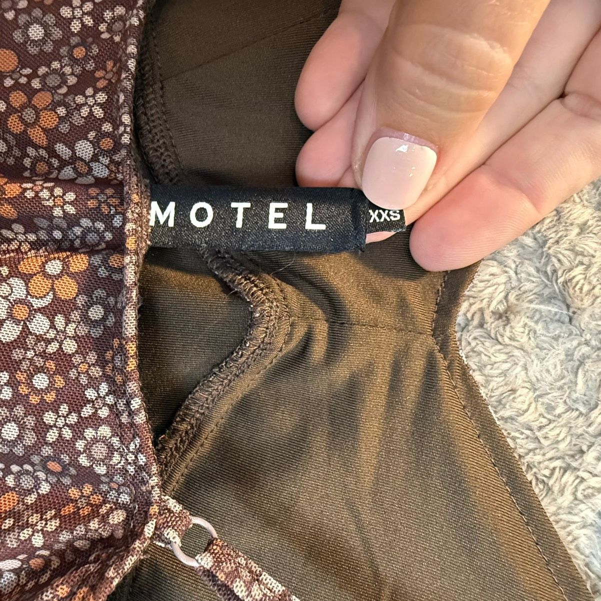 Other Motel Rocks Tintin Mini Dress Brown Floral Stretch Mesh XXS Size XS / US 0-2 / IT 36-38 - 7 Thumbnail