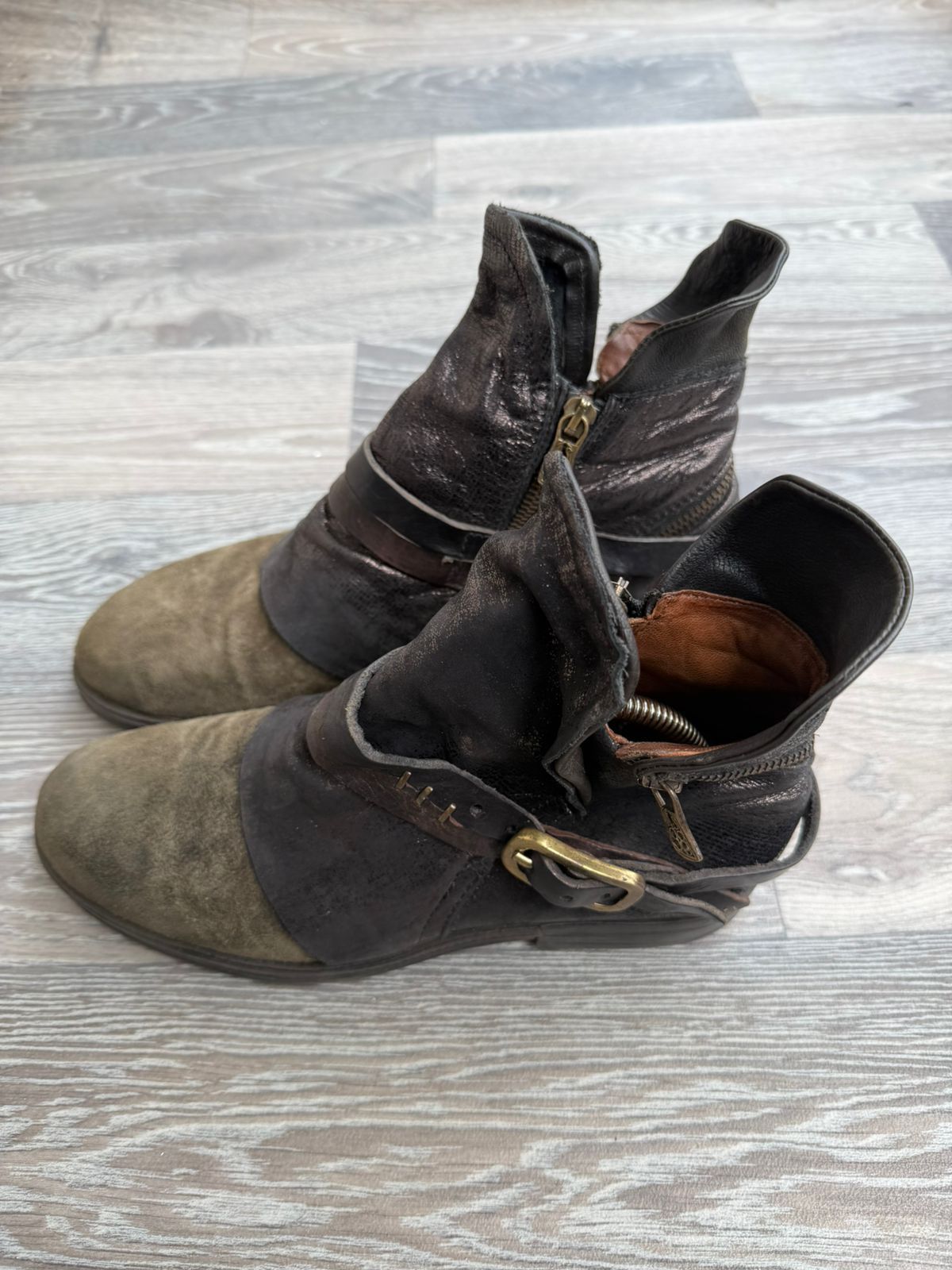 A.S.98 A.S.98 Airstep Boho Distressed Biker Green Boots Sz 40 Size US 10 / IT 40 - 4 Thumbnail