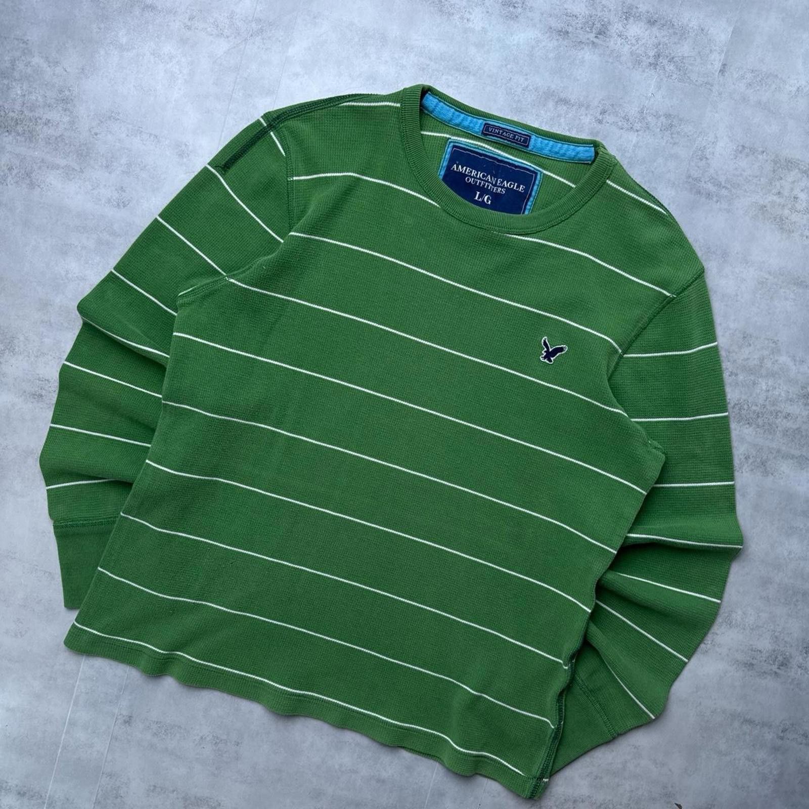 American Eagle Outfitters Y2K American Eagle 00s Green Thermal Long sleeve shirt Size US L / EU 52-54 / 3 - 2 Thumbnail