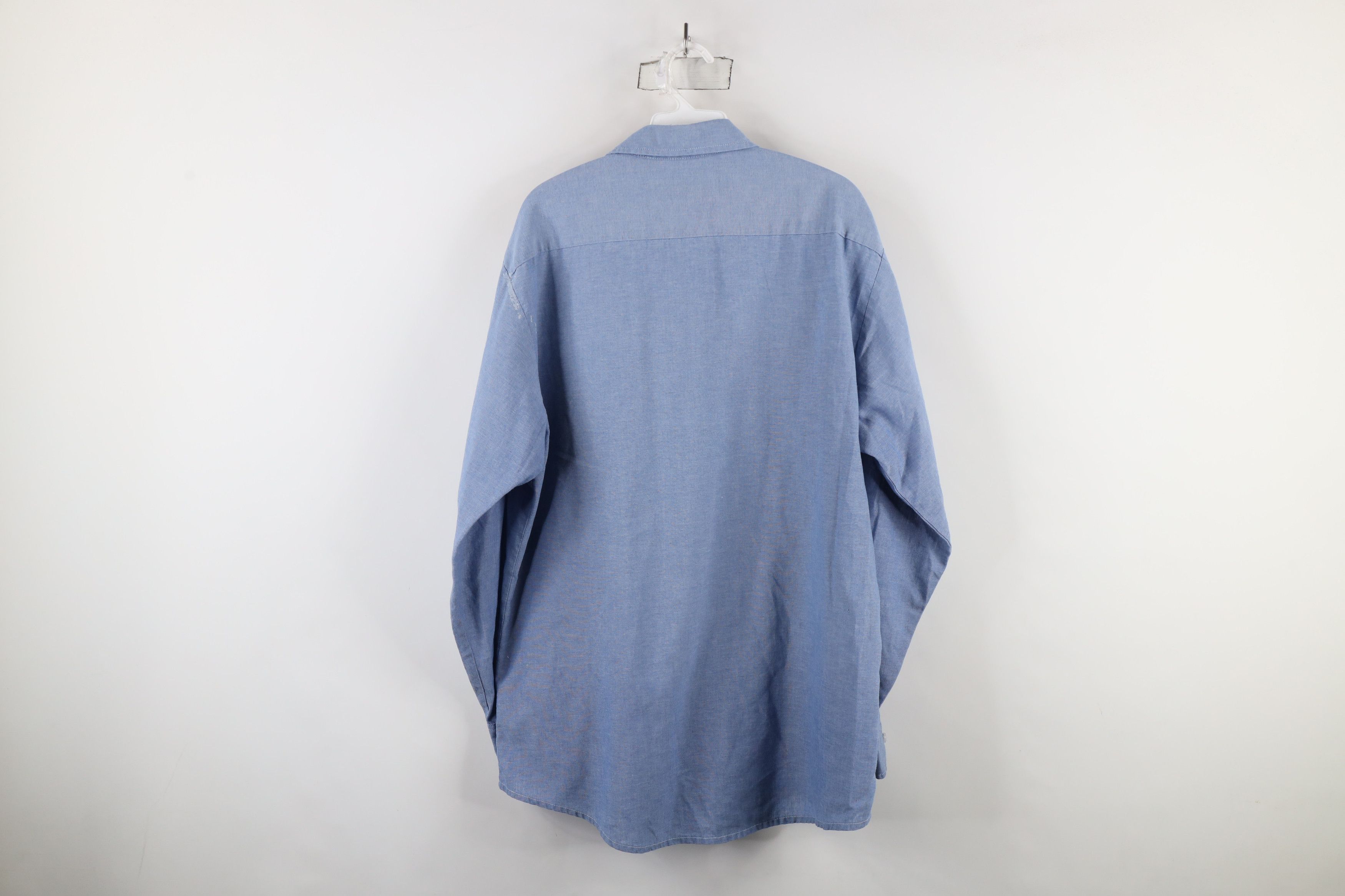 Vintage Vintage 90s Streetwear Chambray Work Button Shirt Blue Size US L / EU 52-54 / 3 - 11 Thumbnail