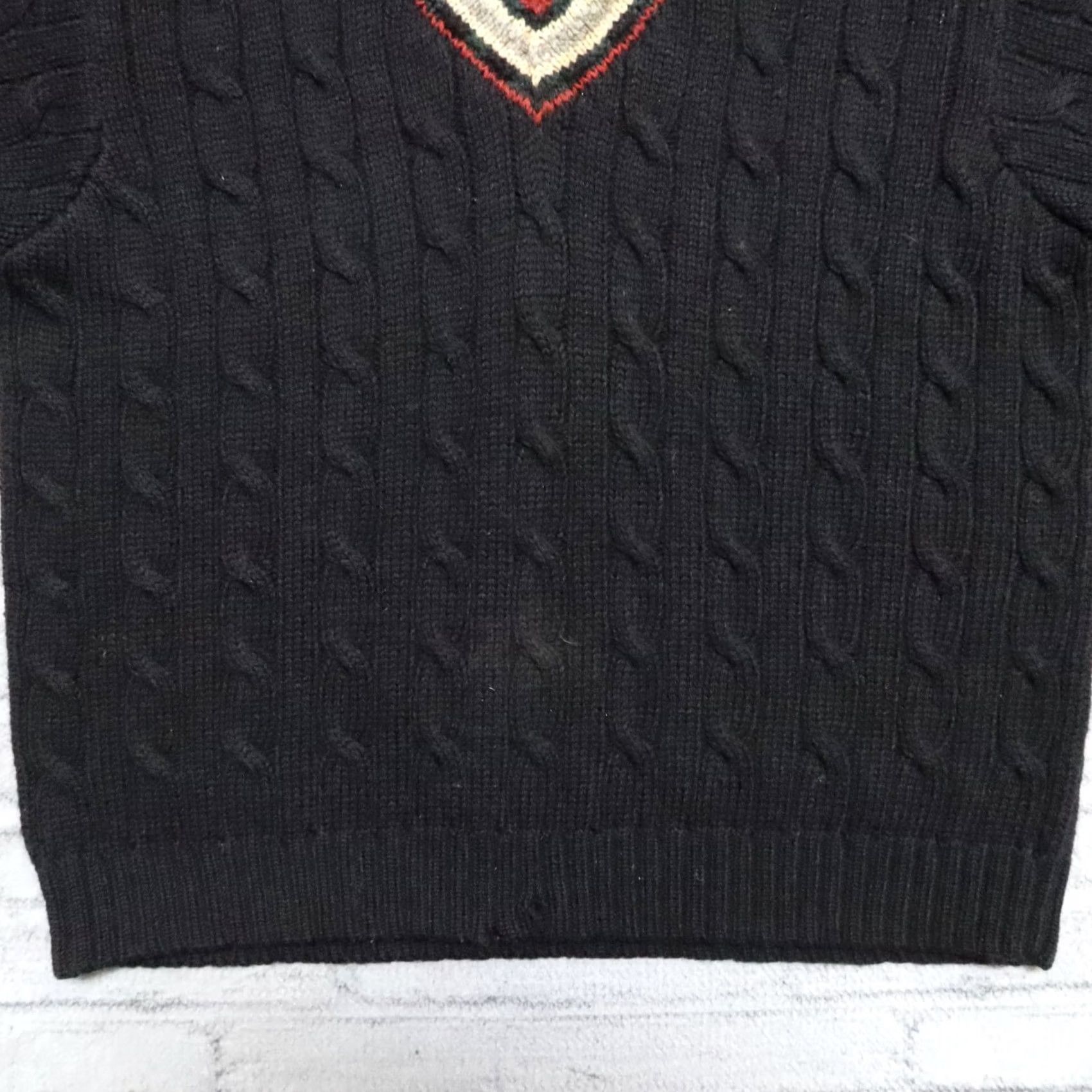 Hanes Vintage Ralph Lauren Polo by Ralph Lauren V-Neck Knit Sweater Shirt XL Black Mens VIA Size US XL / EU 56 / 4 - 4 Thumbnail