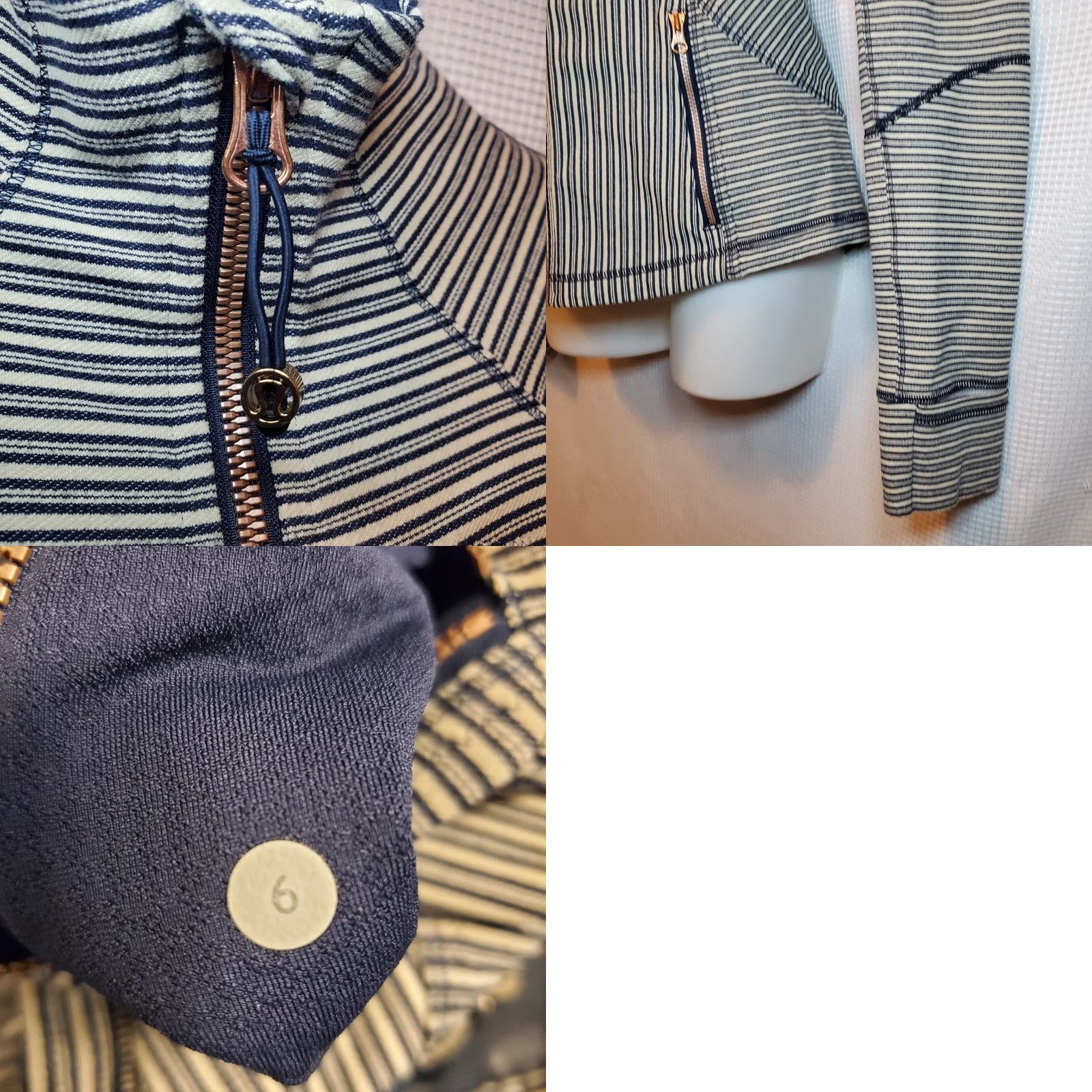 Lululemon Lululemon Womens Jacket Forme Navy Blue Stripes Rose Gold Zip Stretch Sz 6 Size M / US 6-8 / IT 42-44 - 8 Thumbnail