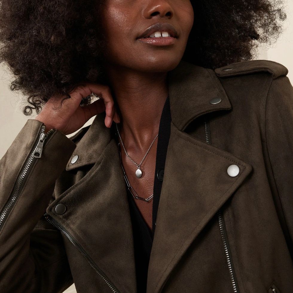 Banana Republic Banana Republic Faux Suede Moto Jacket in Brown, Size S Size S / US 4 / IT 40 - 3 Thumbnail