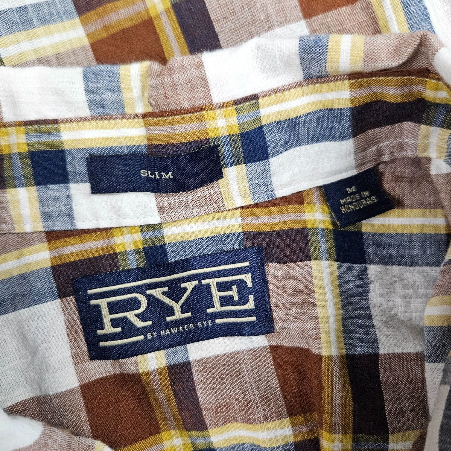 Vintage Hawker Rye Men Button-Up Shirt Plaid Blue Brown Cotton Size M Size US M / EU 48-50 / 2 - 6 Thumbnail