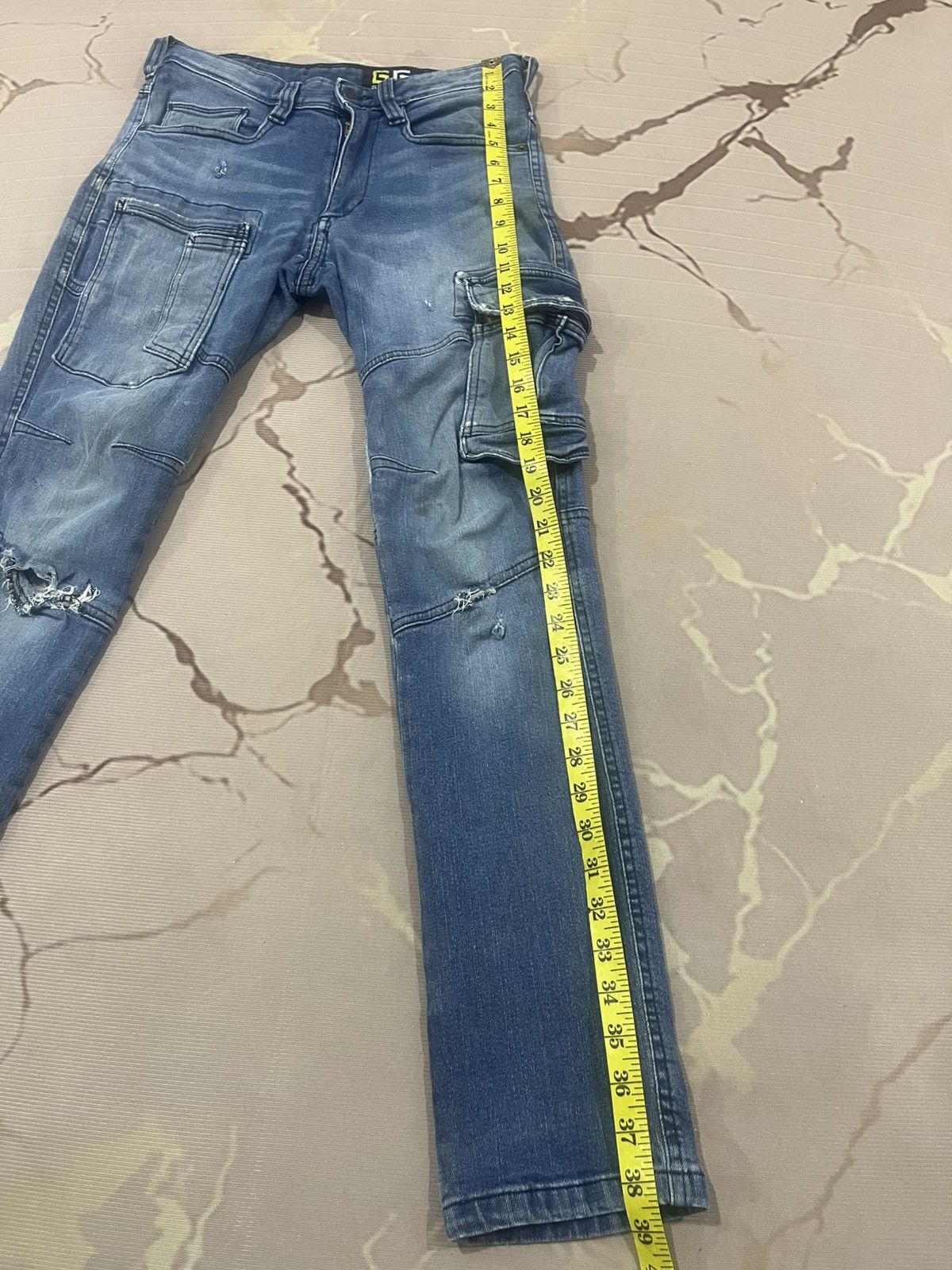 Japanese Brand G.Ground Cargo Denim Jeans Distressed Repair Streetwear Size US 28 / EU 44 - 15 Thumbnail